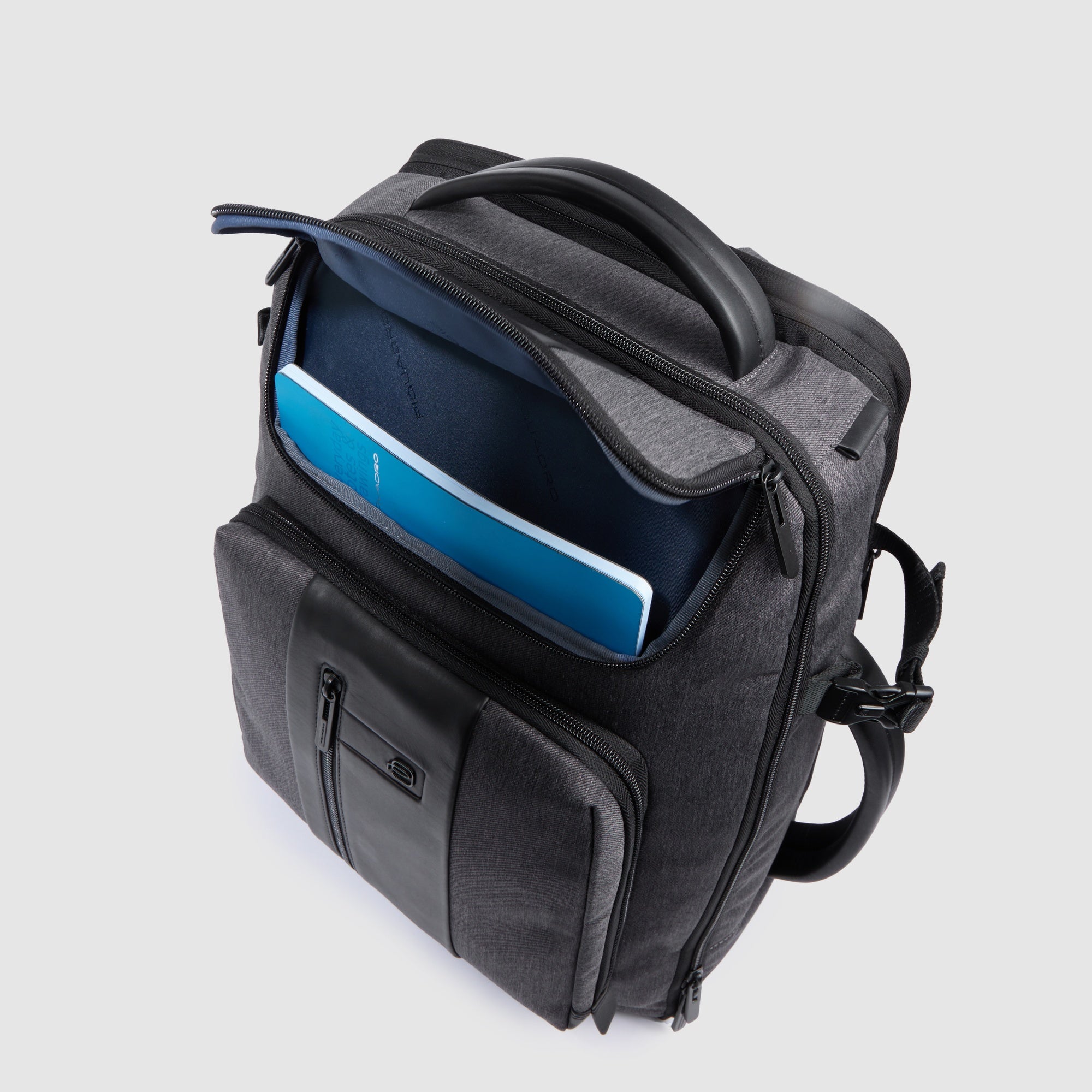 Piquadro Black Square Rucksack 15,6 Zoll schwarz erweiterbar
