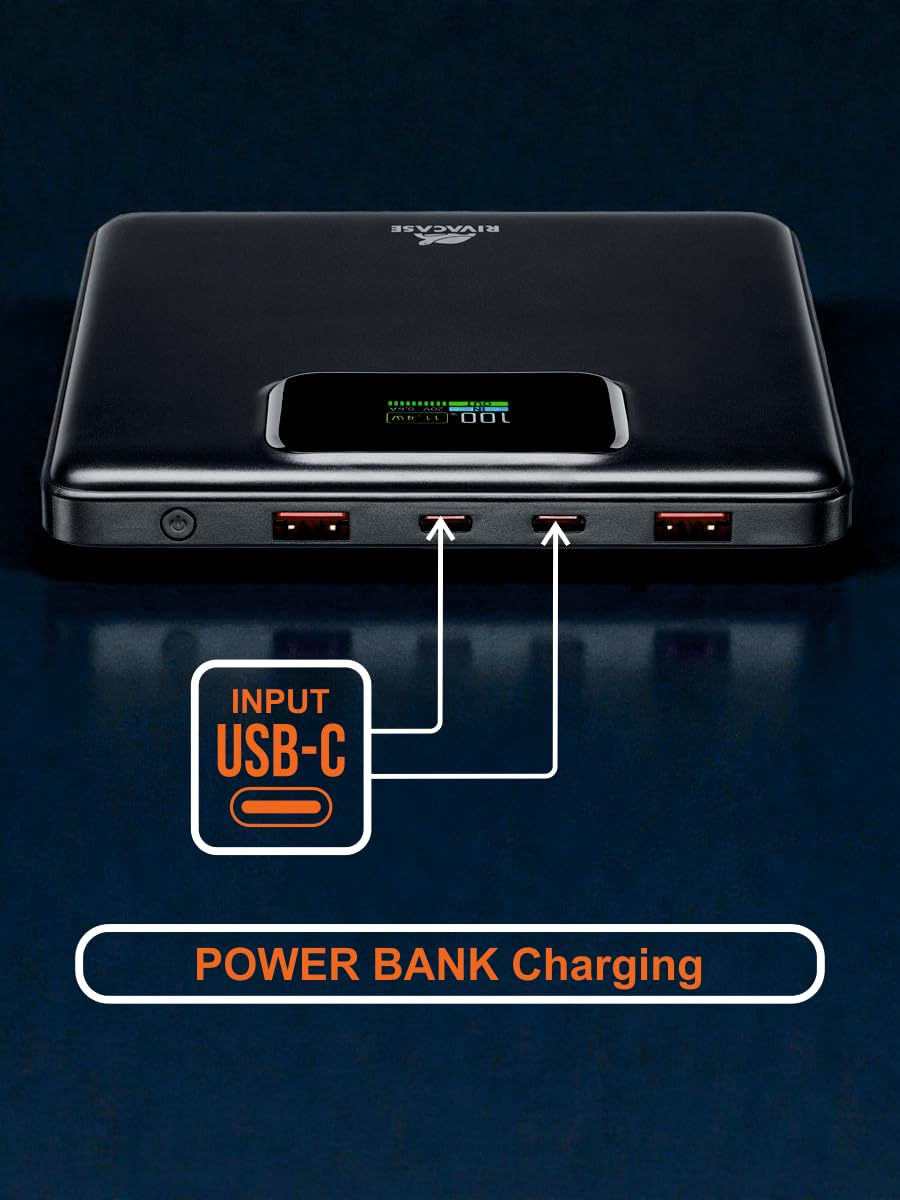 RIVACASE RIVAPOWER VA1090 Powerbank 20000 mAh 100W Schwarz
