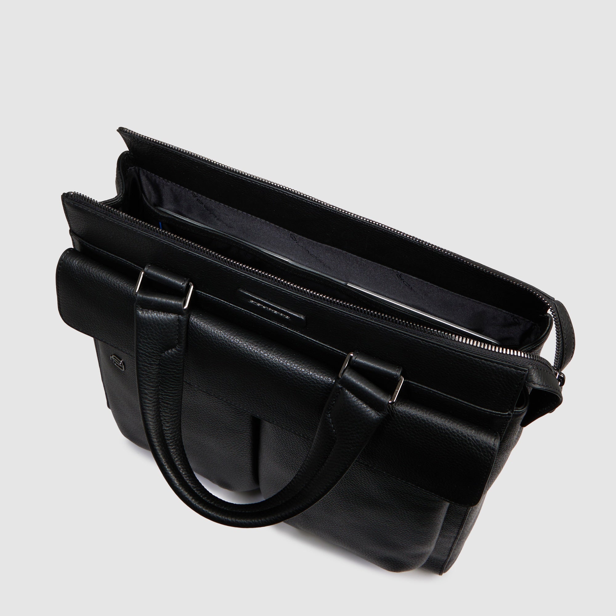 Piquadro Black Square Tote Shopper 13,3 Zoll schwarz Leder
