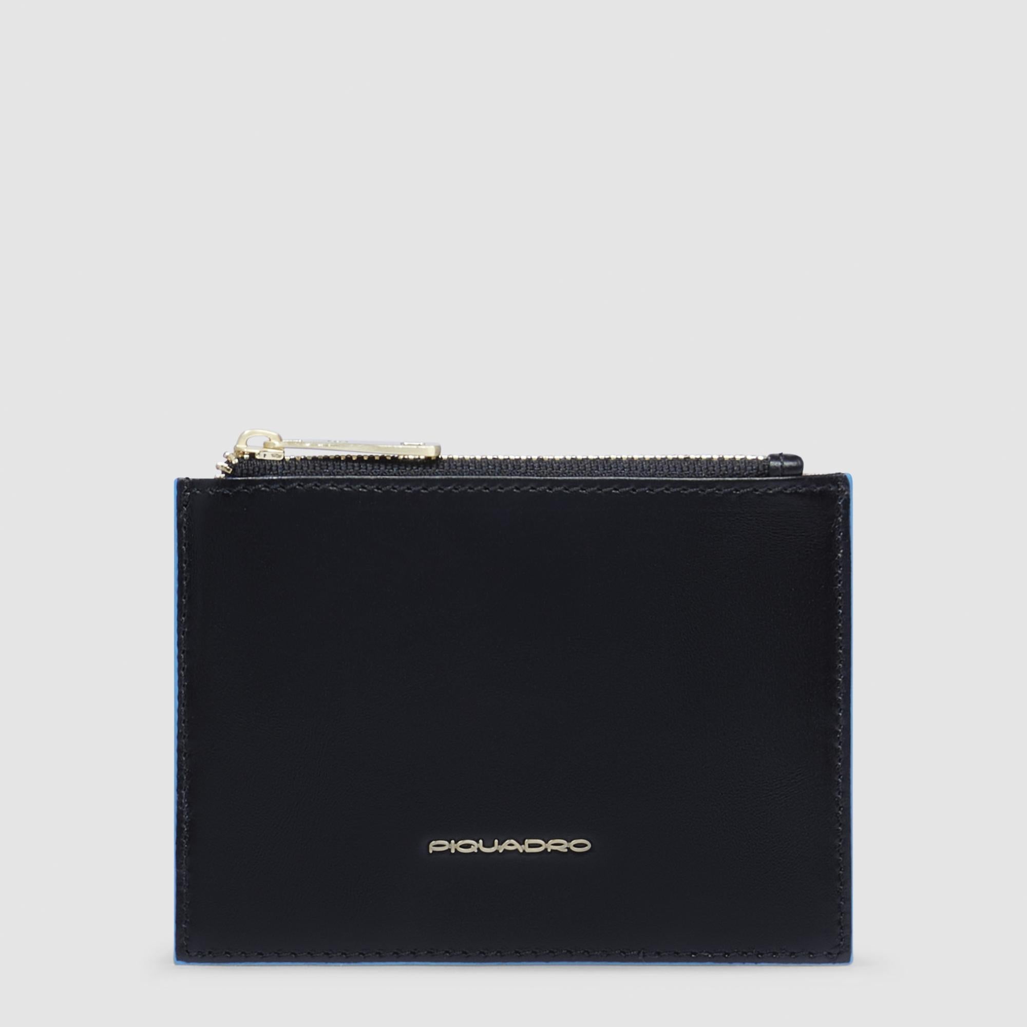Piquadro Materia Damen Mini Geldbörse Schwarz Leder