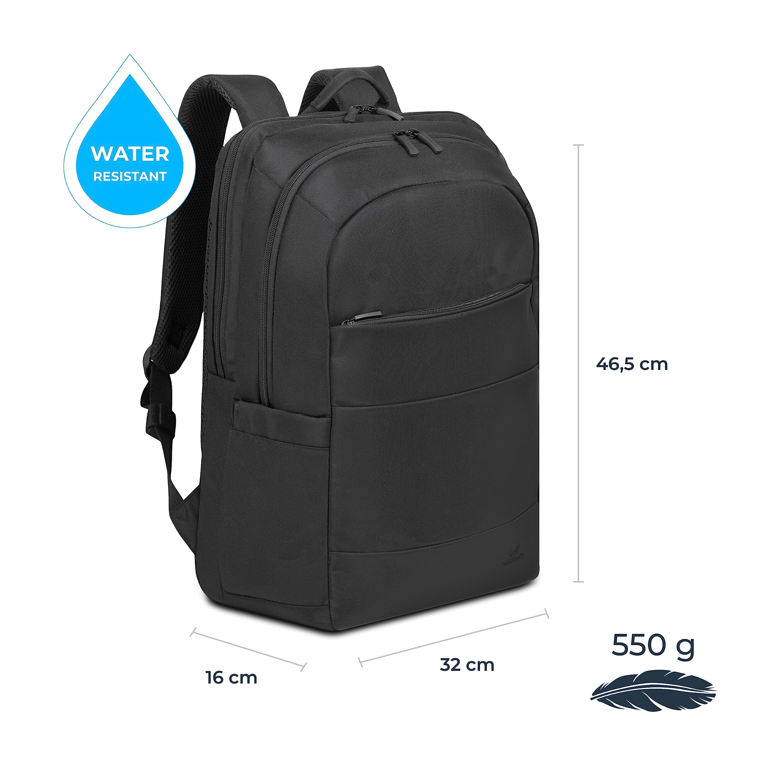 RIVACASE Cardiff Laptop Rucksack 17,3 Zoll 22L Schwarz
