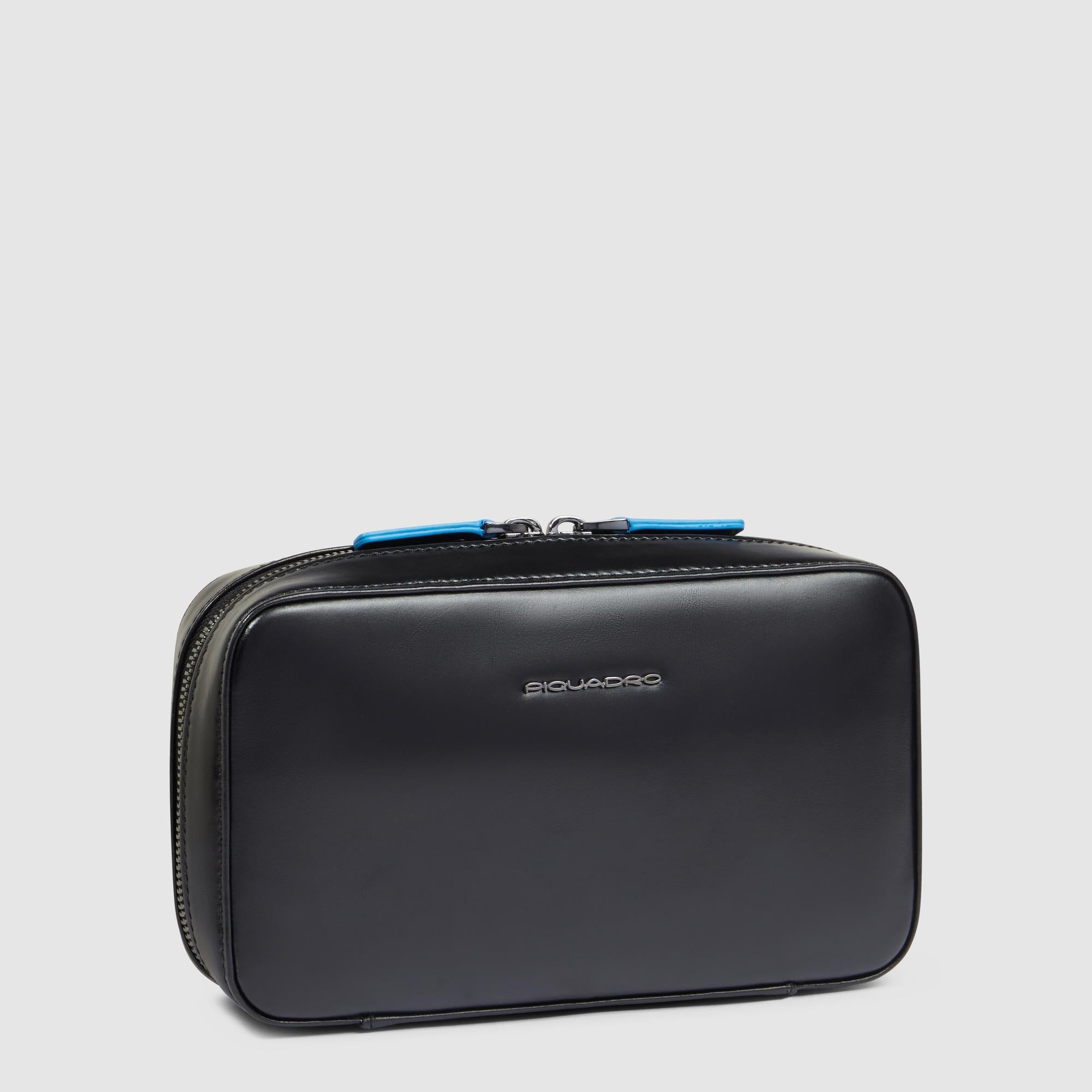Piquadro Black Square Kabeltasche Leder schwarz