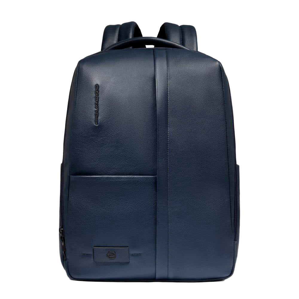 Piquadro Black Square Rucksack 15,6 Zoll Blau Leder RFID