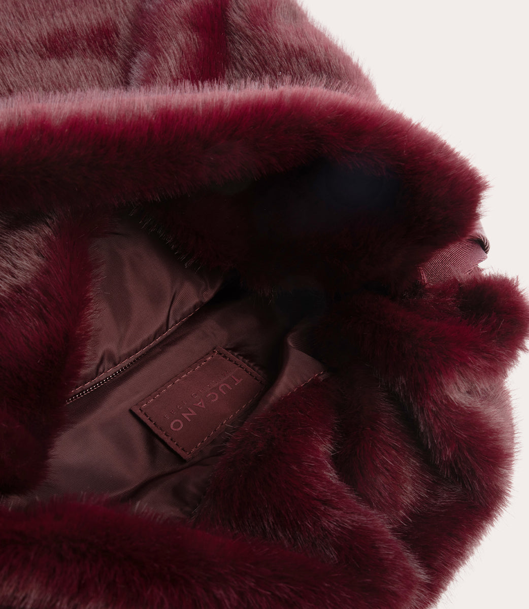 Tucano Nina Fur Rucksack Damen Bordeaux Kunstfell