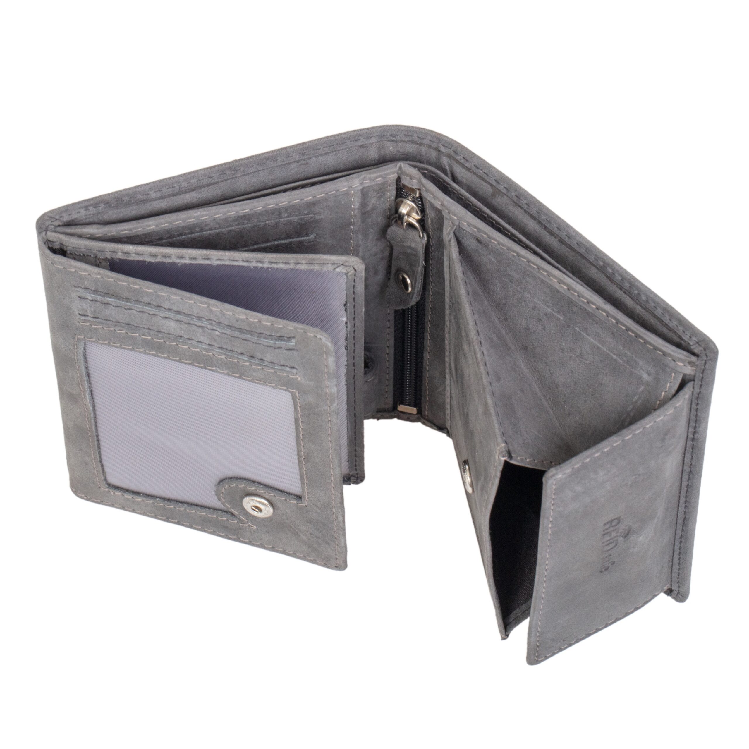 Lightpak Hochformat RFID Geldbörse Grau Leder