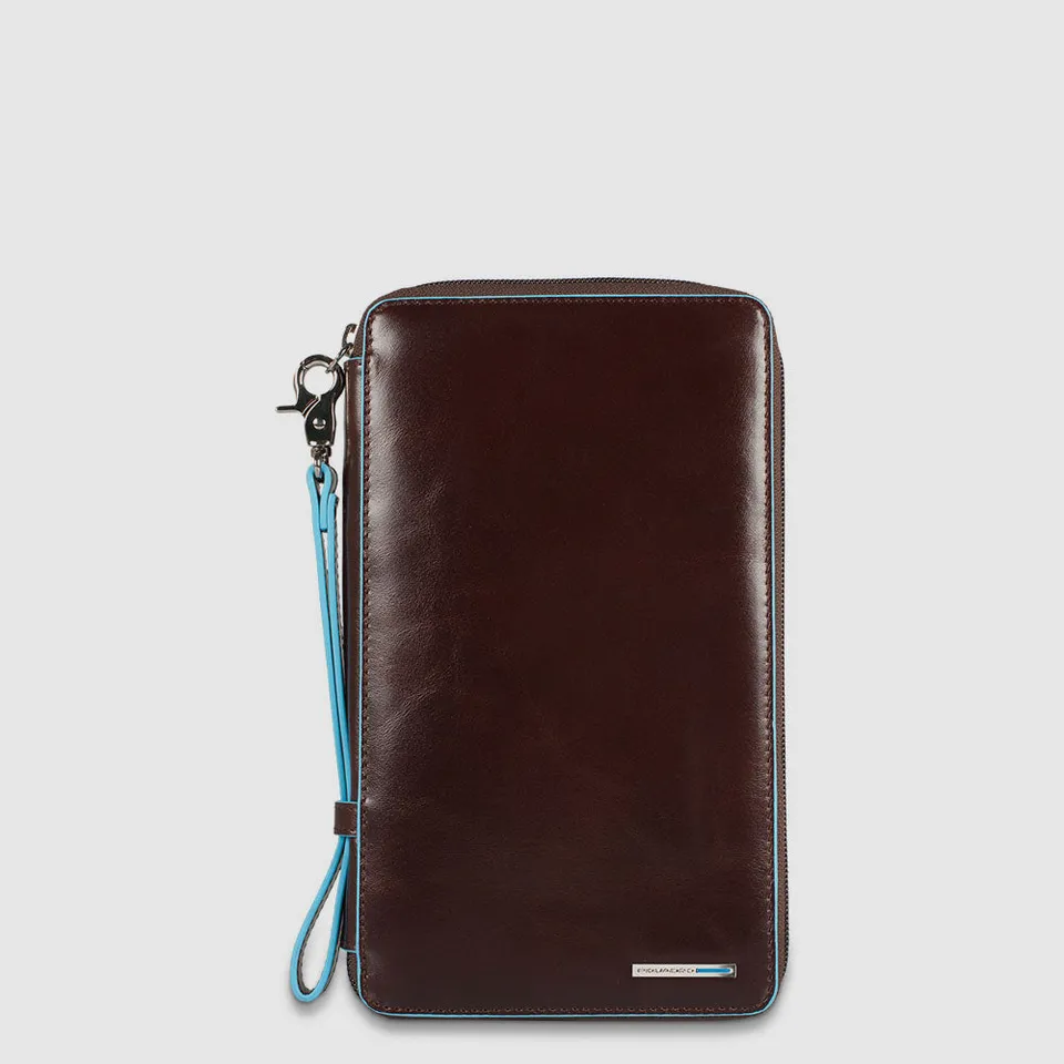 Piquadro Black Square Reiseorganizer Leder schwarz Kartenfach