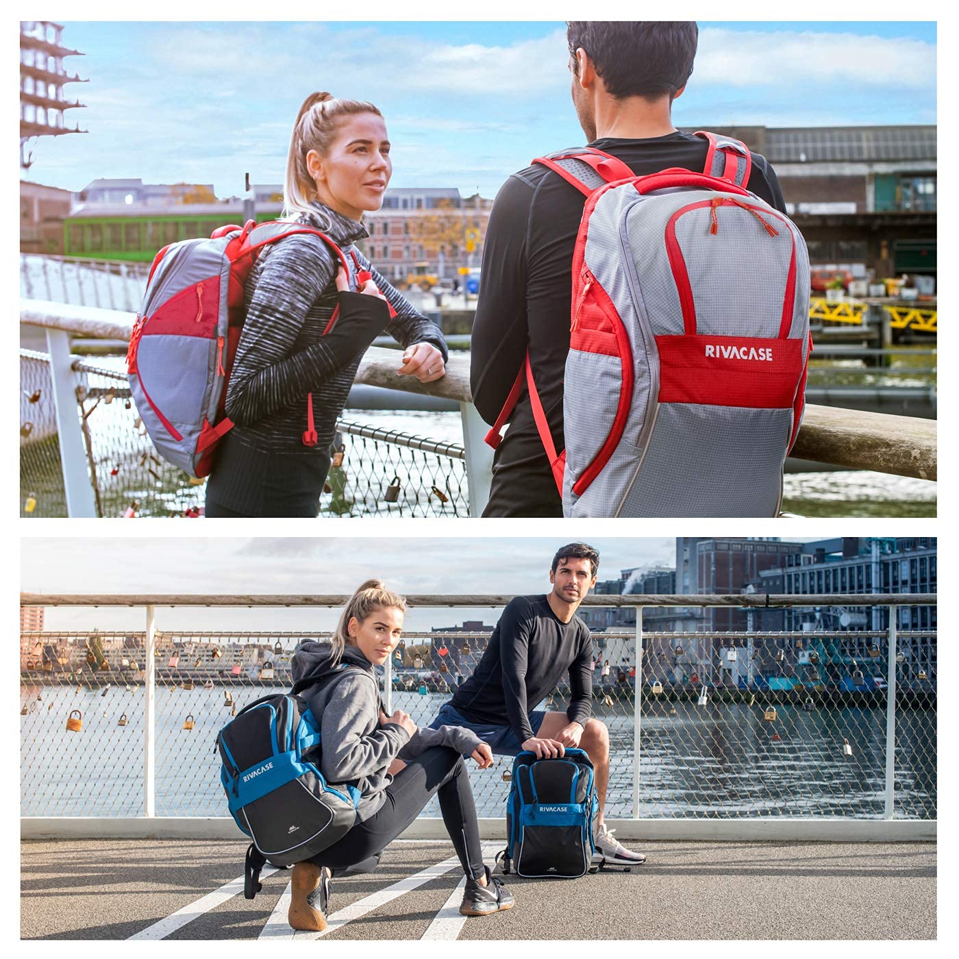 RIVACASE Ipanema 15,6 Zoll Laptoprucksack rot grau reflektierend