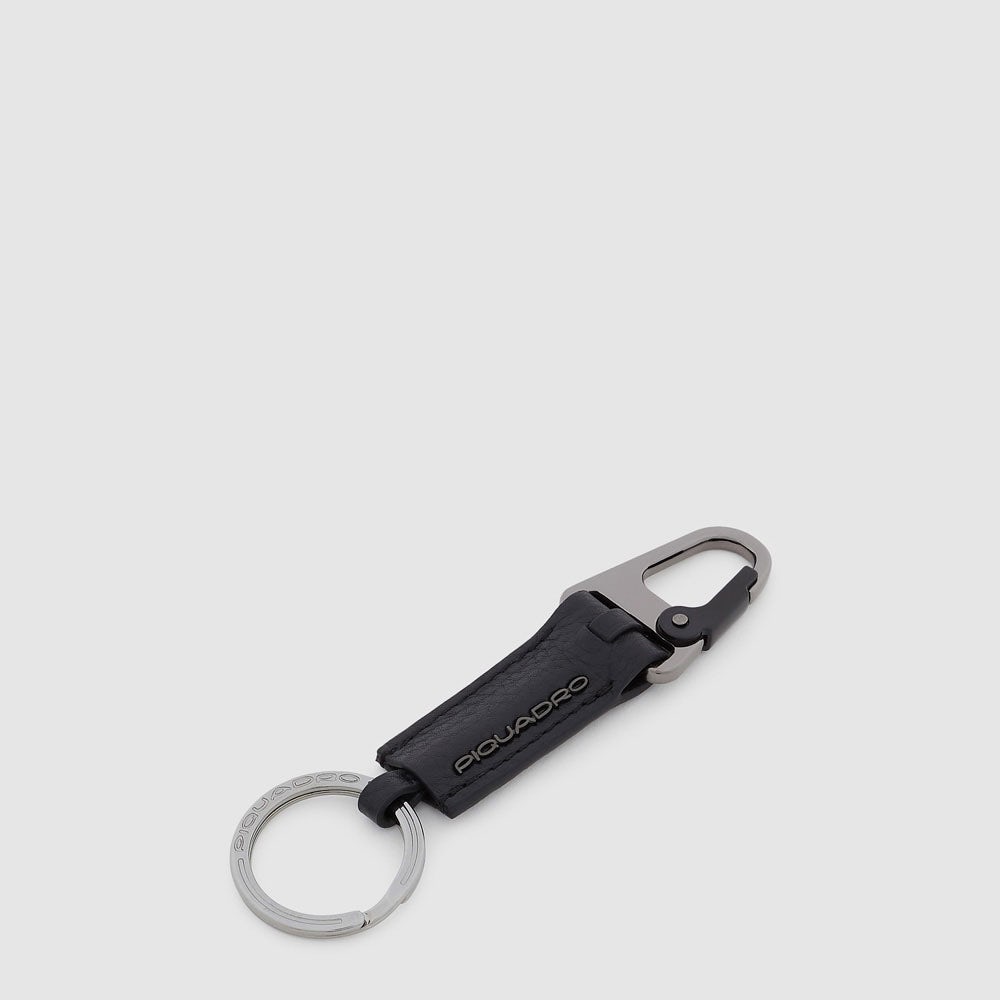 Piquadro Blue Square Schlüsselanhänger BLU Leder Karabiner