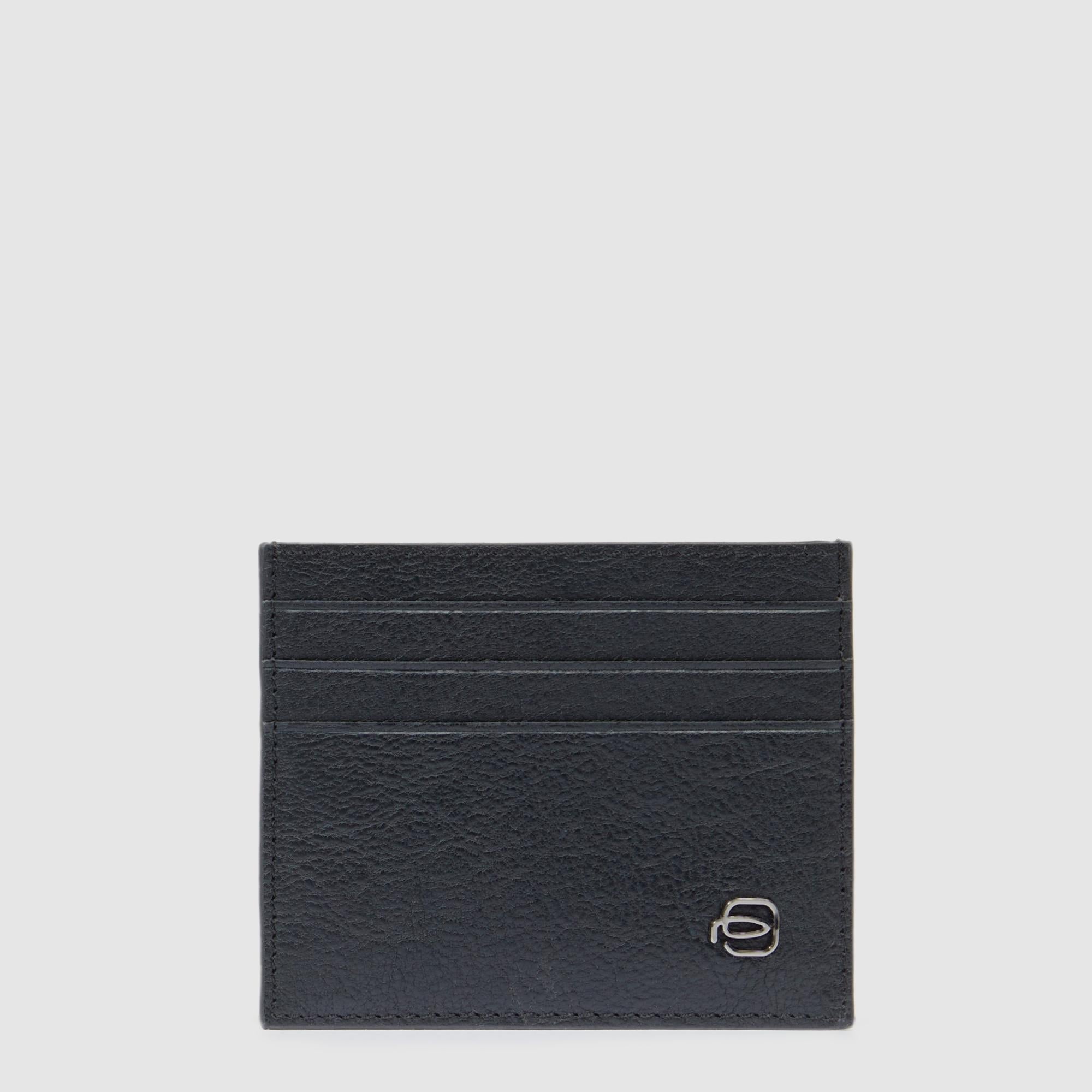 Piquadro Black Square Kreditkartenetui Leder RFID Schwarz