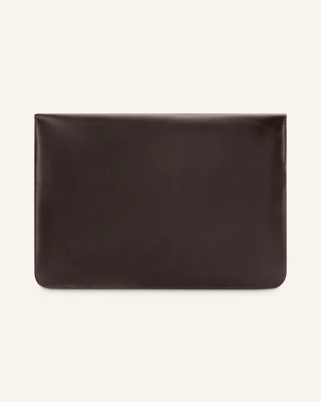 Buckle & Seam Terra Laptop Sleeve Leder Braun 15 Zoll mit Handyfach