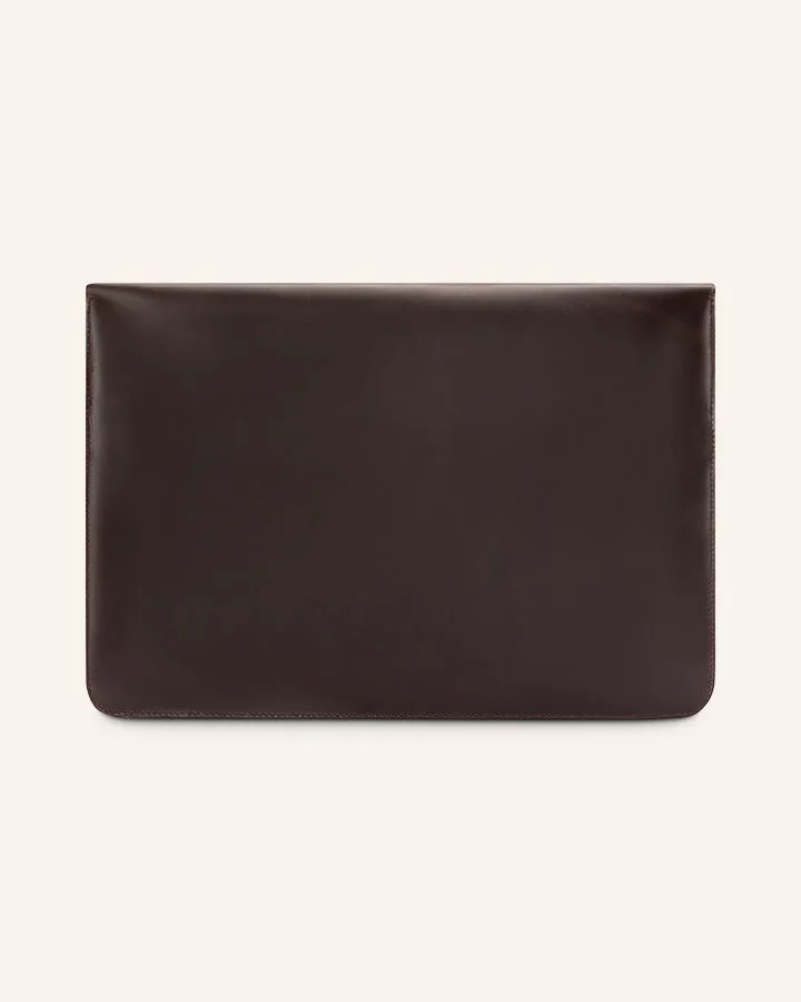 Buckle & Seam Terra Laptop Sleeve Leder Braun 15 Zoll mit Handyfach
