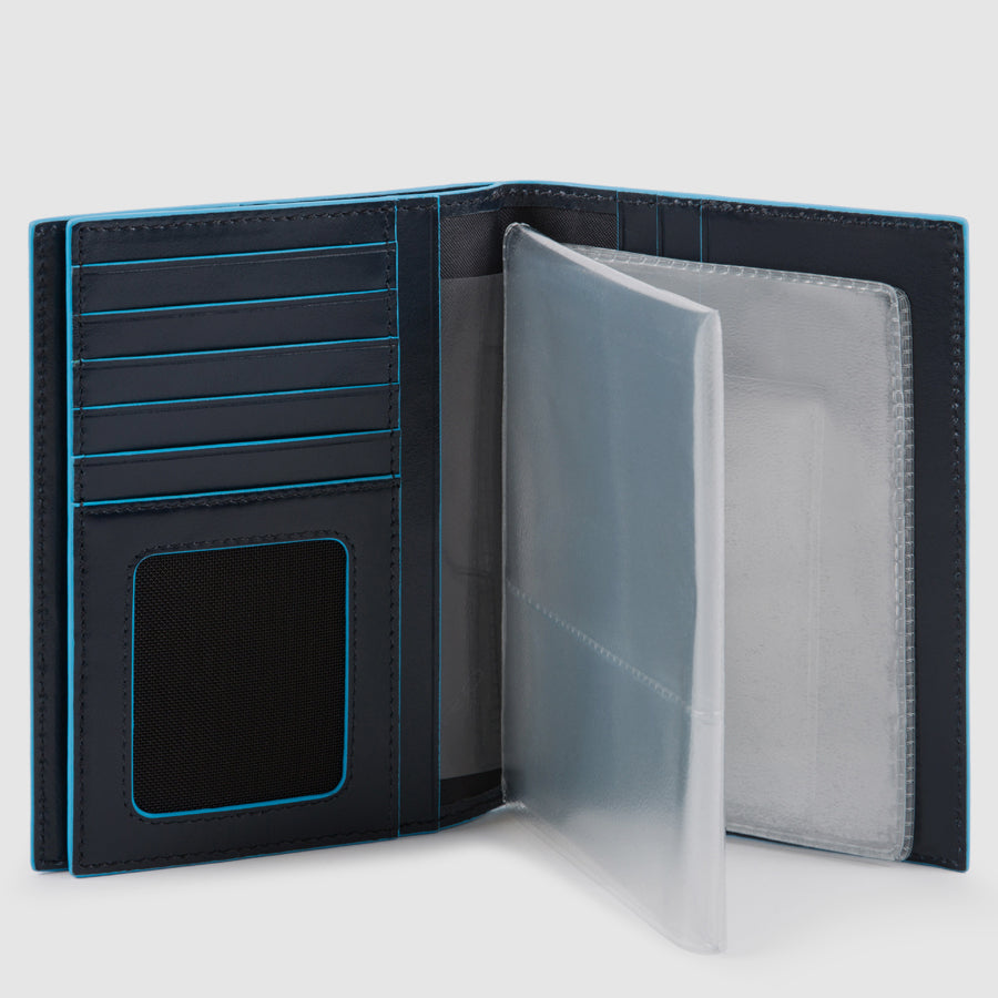 Piquadro Blue Square Reisepassetui Leder Schwarz RFID