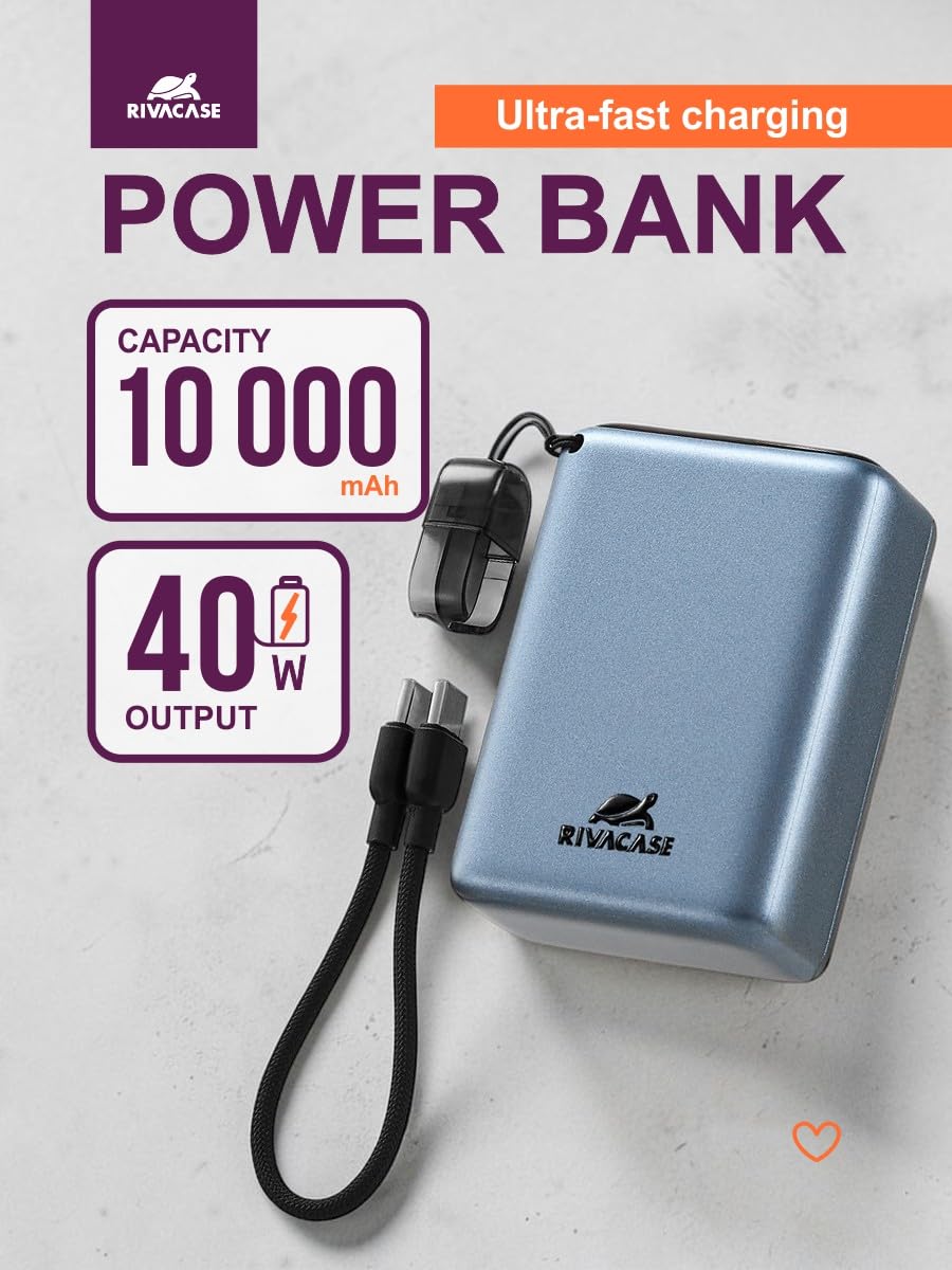 RIVACASE Turbo VA1031 Powerbank 10000 mAh 40W Dunkelgrau