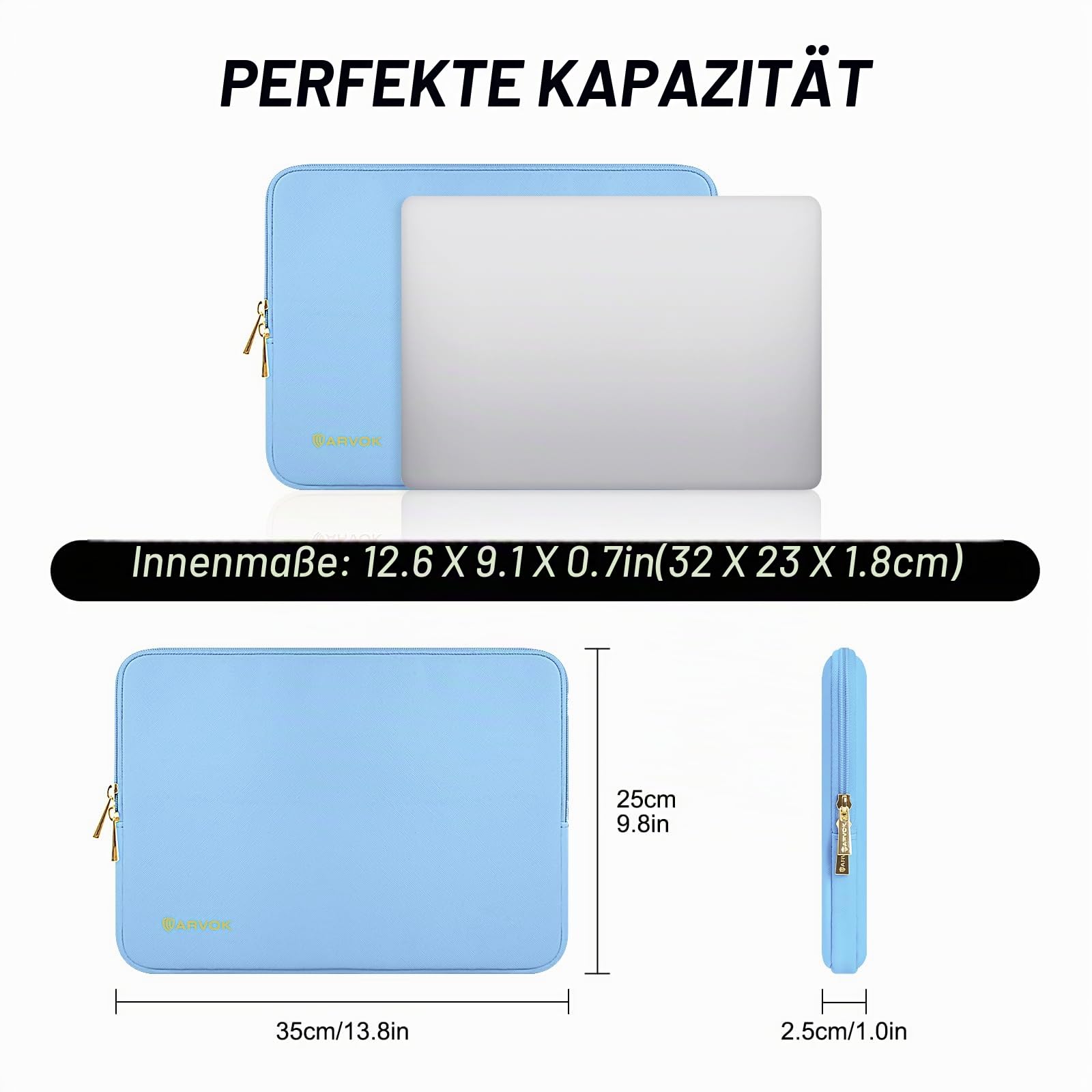 ARVOK Basic Laptop Sleeve Laptophülle 13 Zoll Blau wasserabweisend