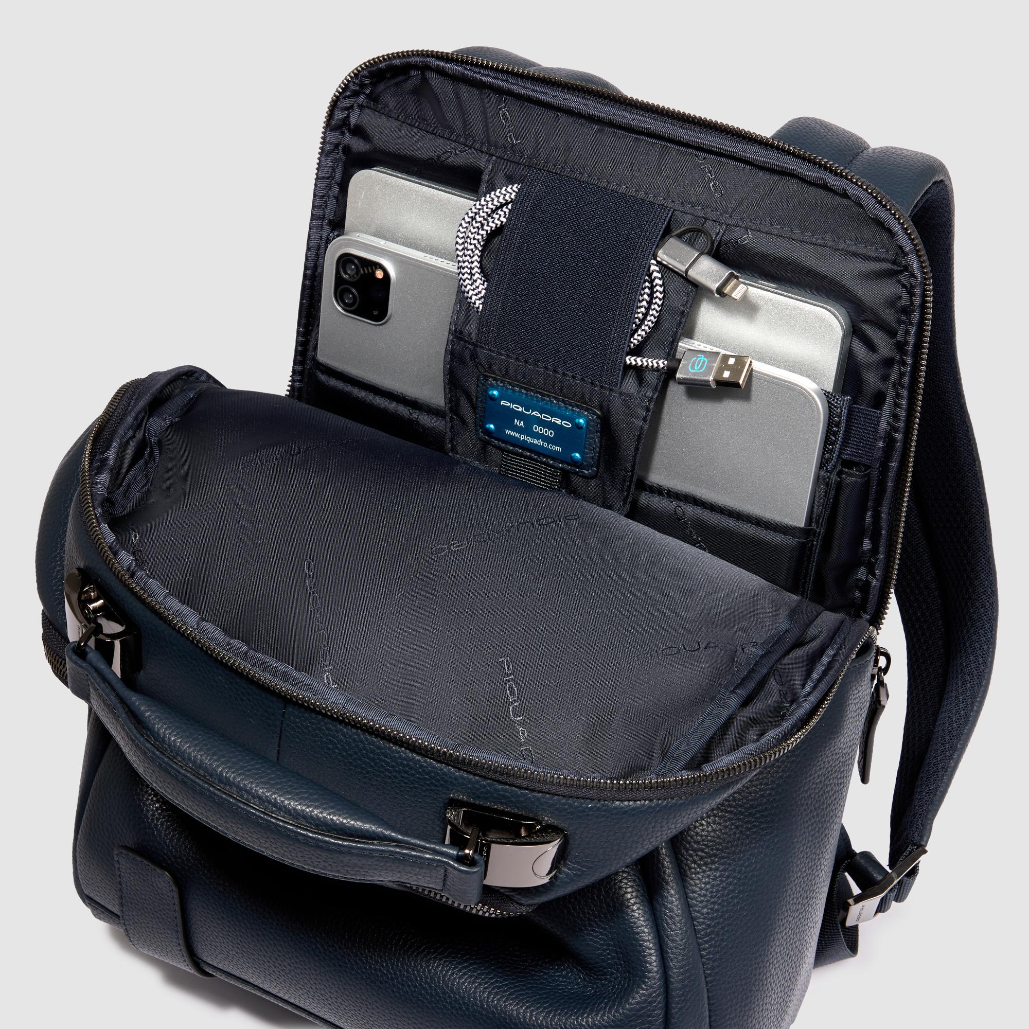 Piquadro Blue Square Rucksack 14 Zoll Laptop Leder
