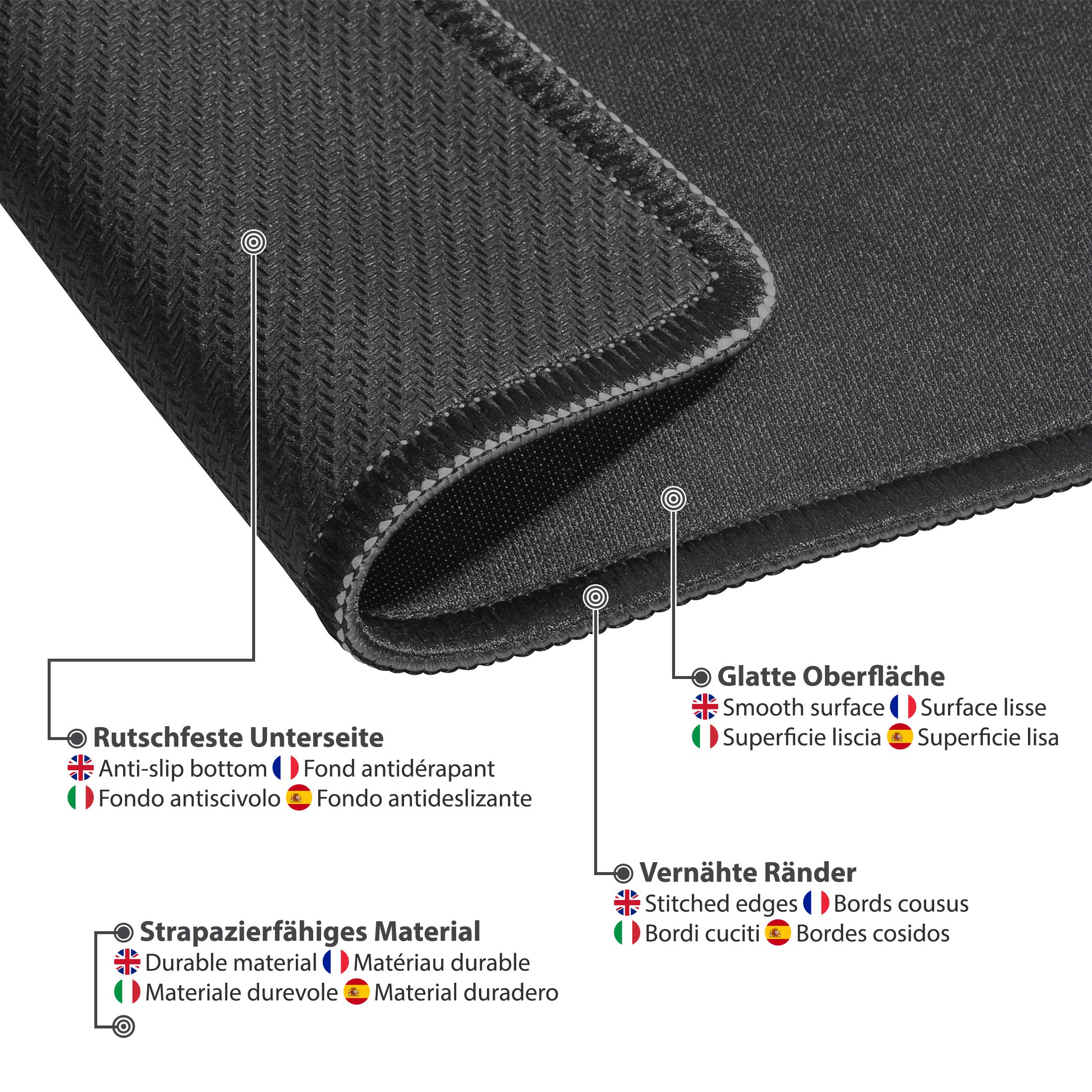 Pedea Compass Mauspad 22x18 cm Gaming rutschfest