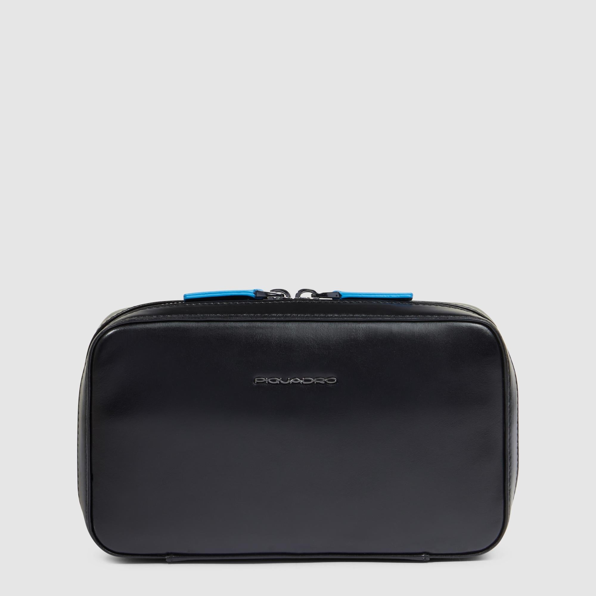 Piquadro Black Square Kabeltasche Leder schwarz