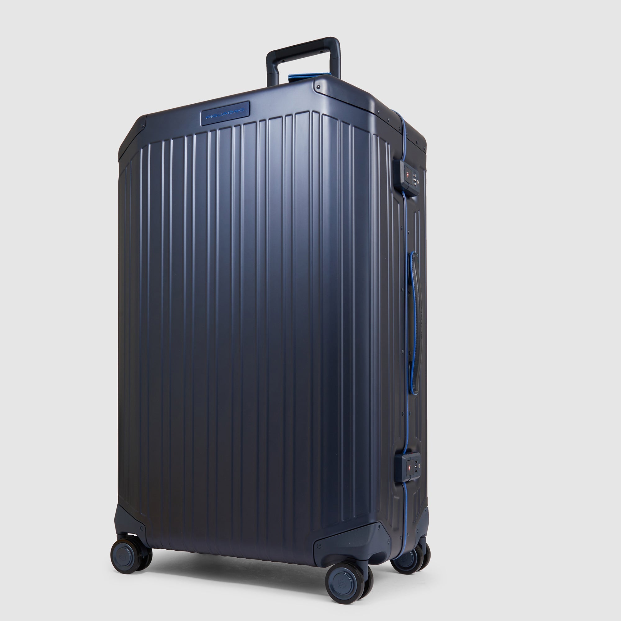 Piquadro Connequ Trolley groß Aluminium Blau 4 Rollen