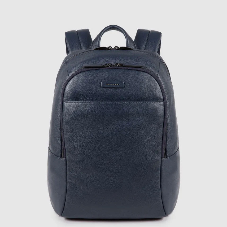 Piquadro Black Square Rucksack 14 Zoll Schwarz Leder klein