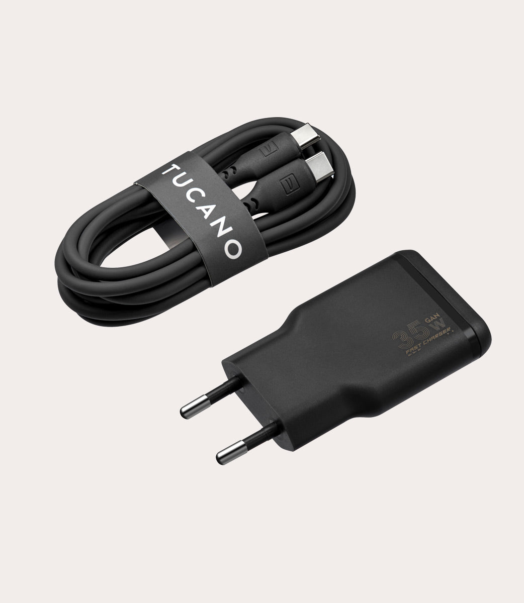 Tucano One Power Kit Ladegerät 35W + USB-C Kabel 2m Blau
