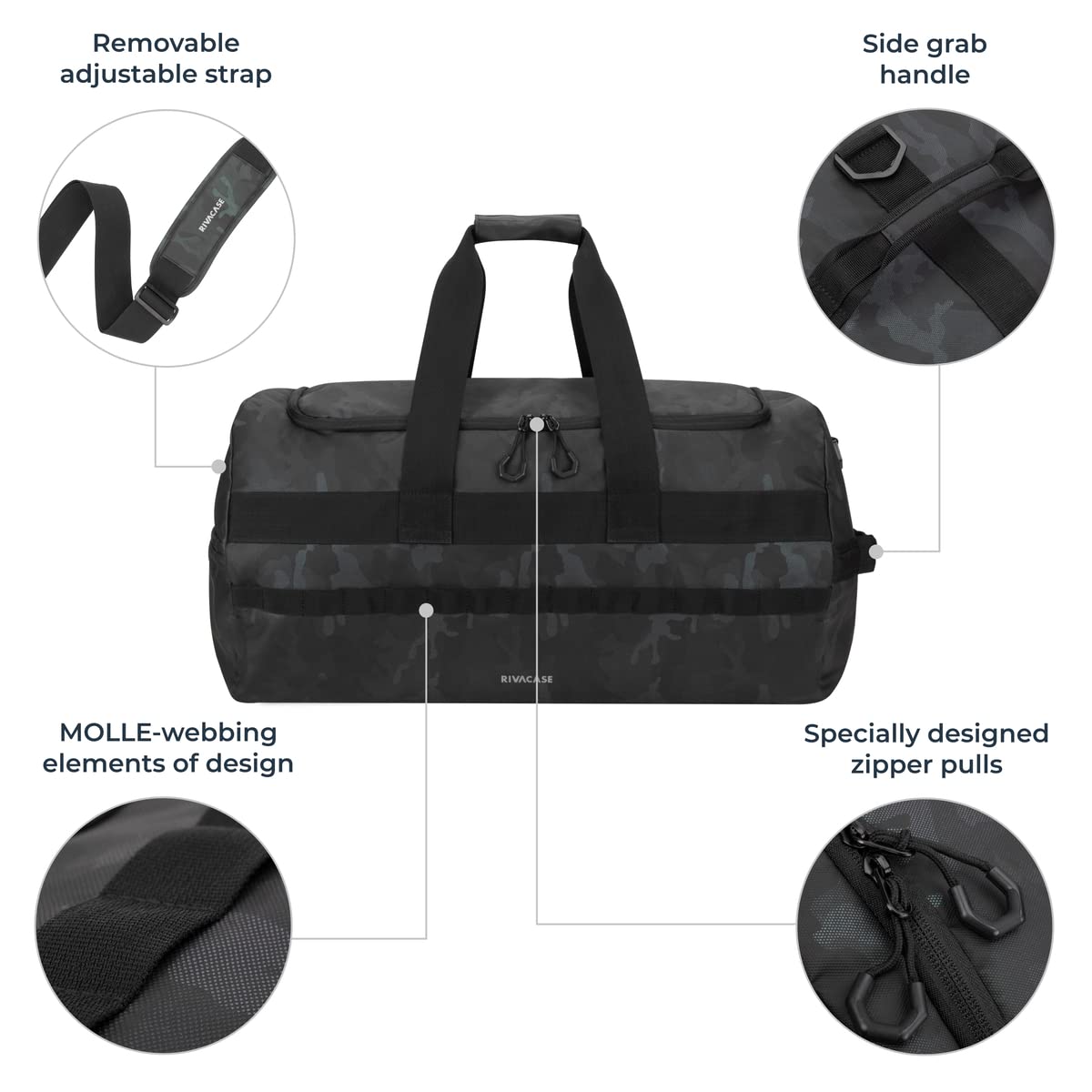 RIVACASE Mercantour Sporttasche 60L Tarnfarben wasserabweisend