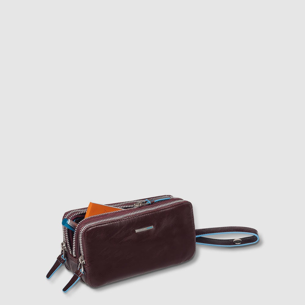 Piquadro Modus Pochette Clutch braun 3 Fächer Leder
