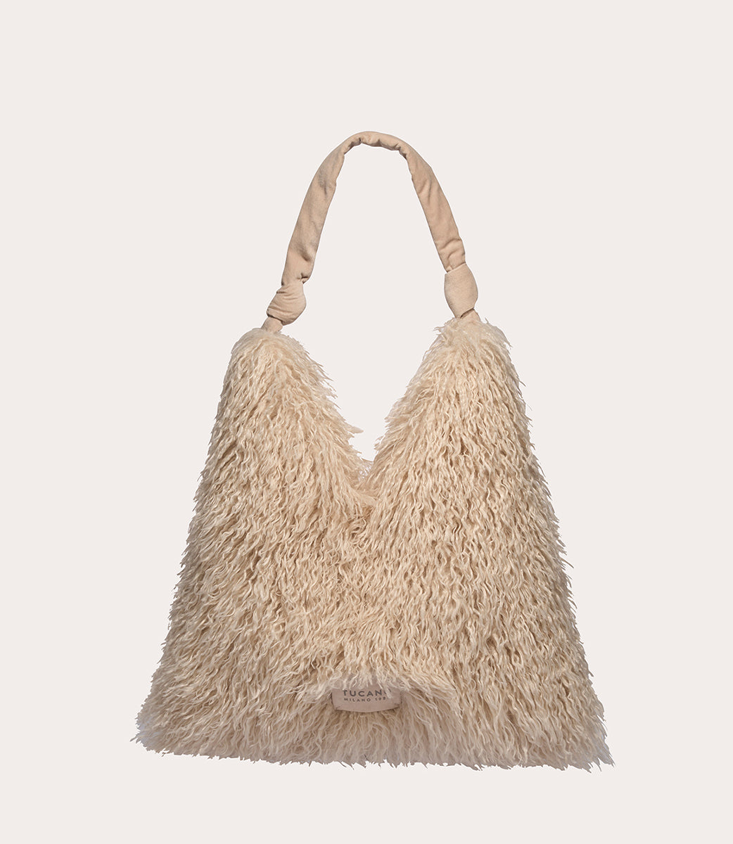 Tucano Mongolian Tote Schwarz Kunstfell Shopper