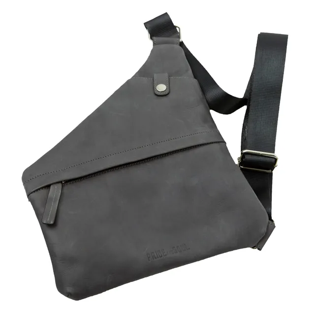 Lightpak Cross Umhängetasche grau Leder Vintage 25x30cm