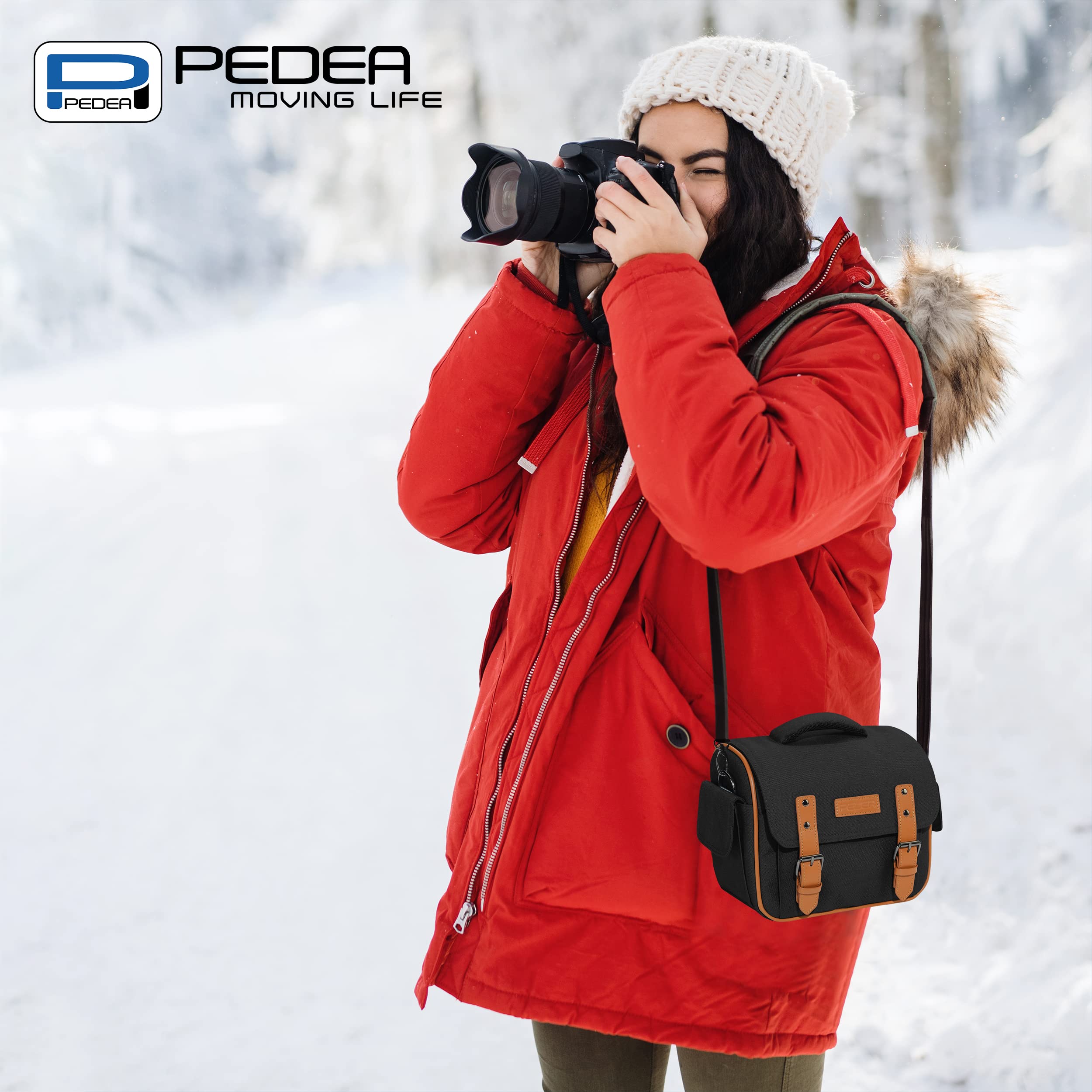 Pedea Vintage Kameratasche XL Schwarz DSLR Systemkamera Tasche