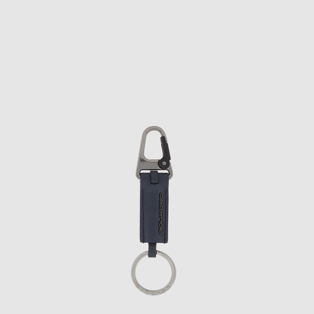 Piquadro Blue Square Schlüsselanhänger BLU Leder Karabiner