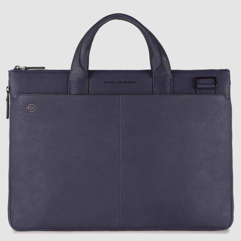 Piquadro Black Square Aktentasche 15,6 Zoll Schwarz Leder erweiterbar