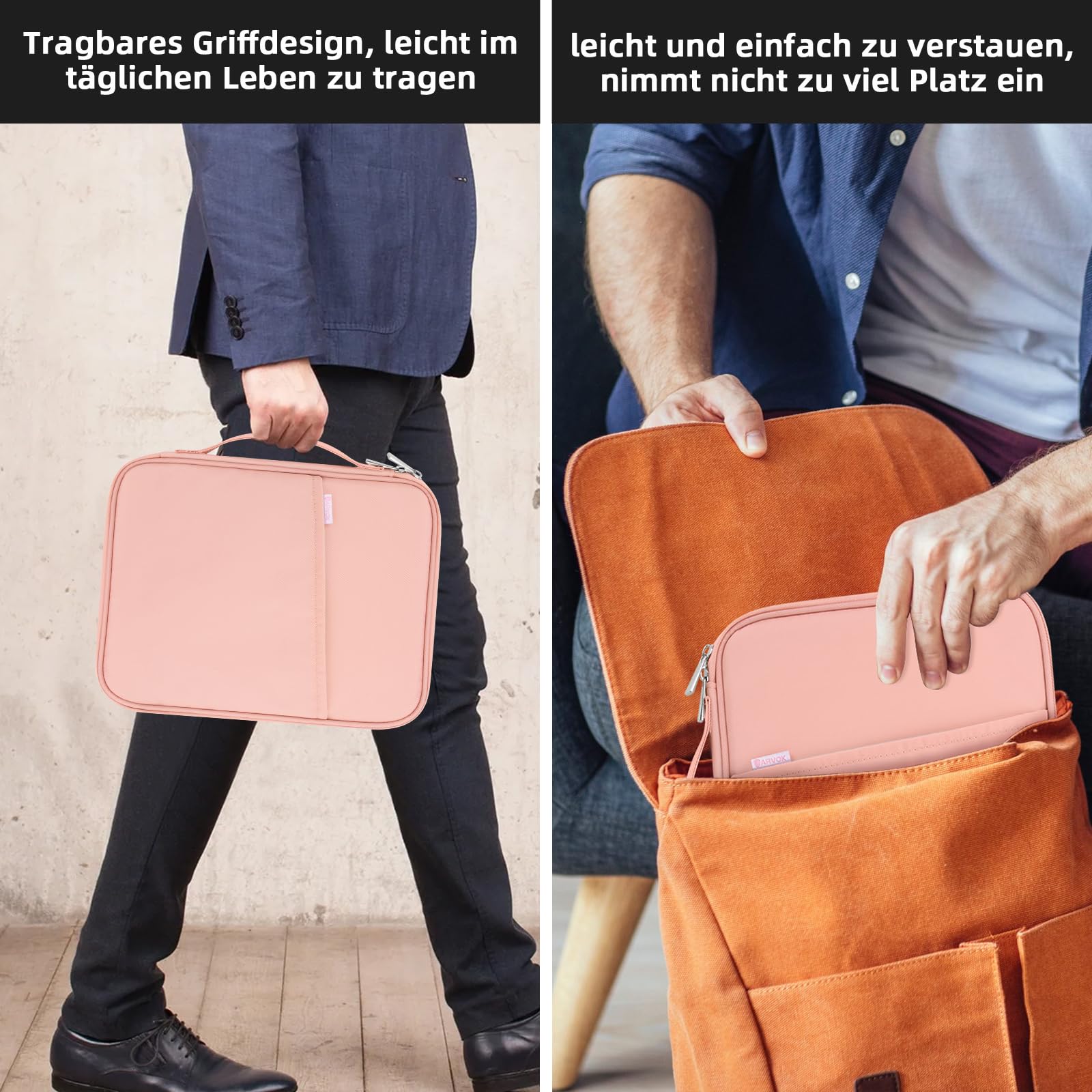 ARVOK Basic Tablet Tasche 9-11 Zoll Rosa wasserfest mit Griff