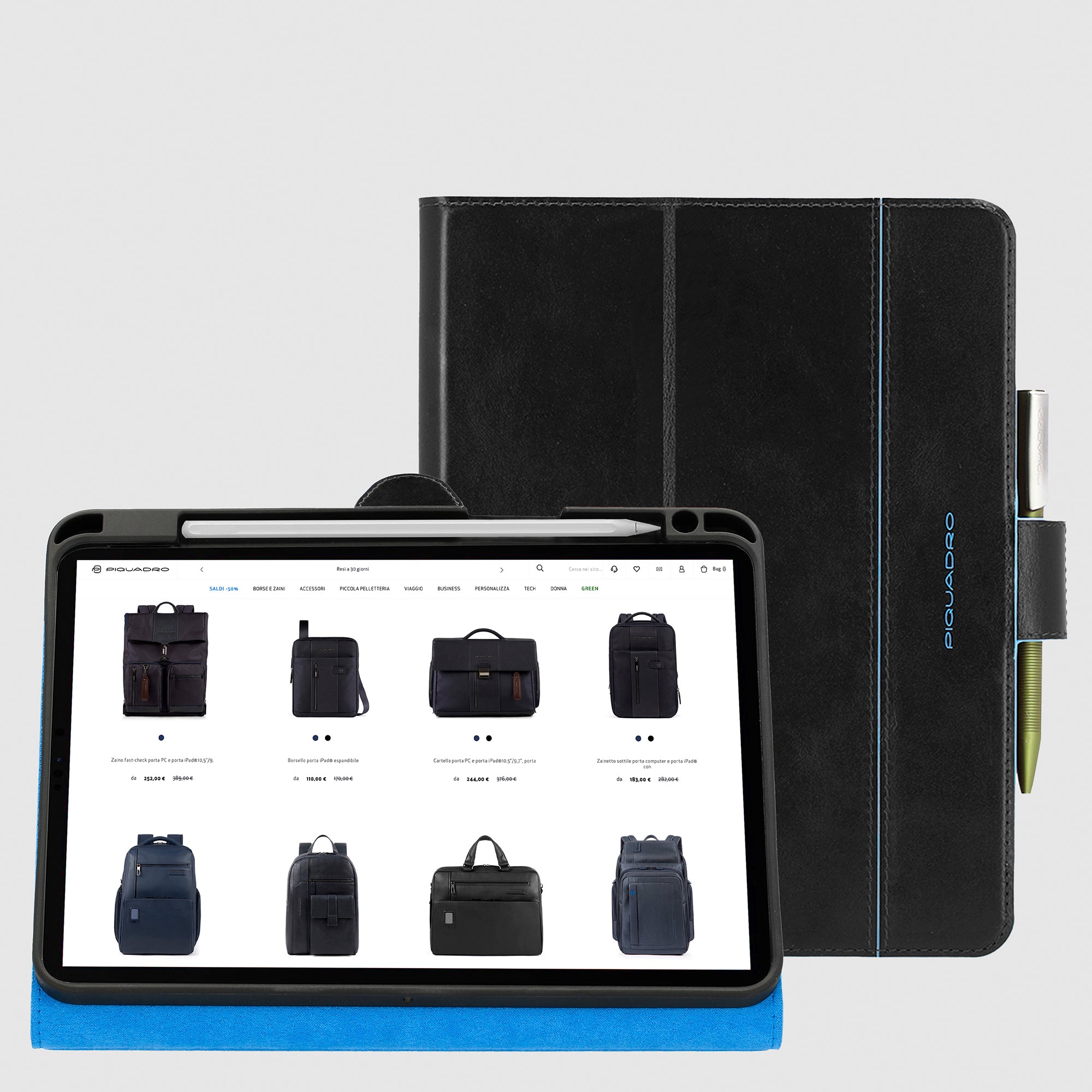Piquadro Connequ Hülle iPad Pro 11 Leder schwarz