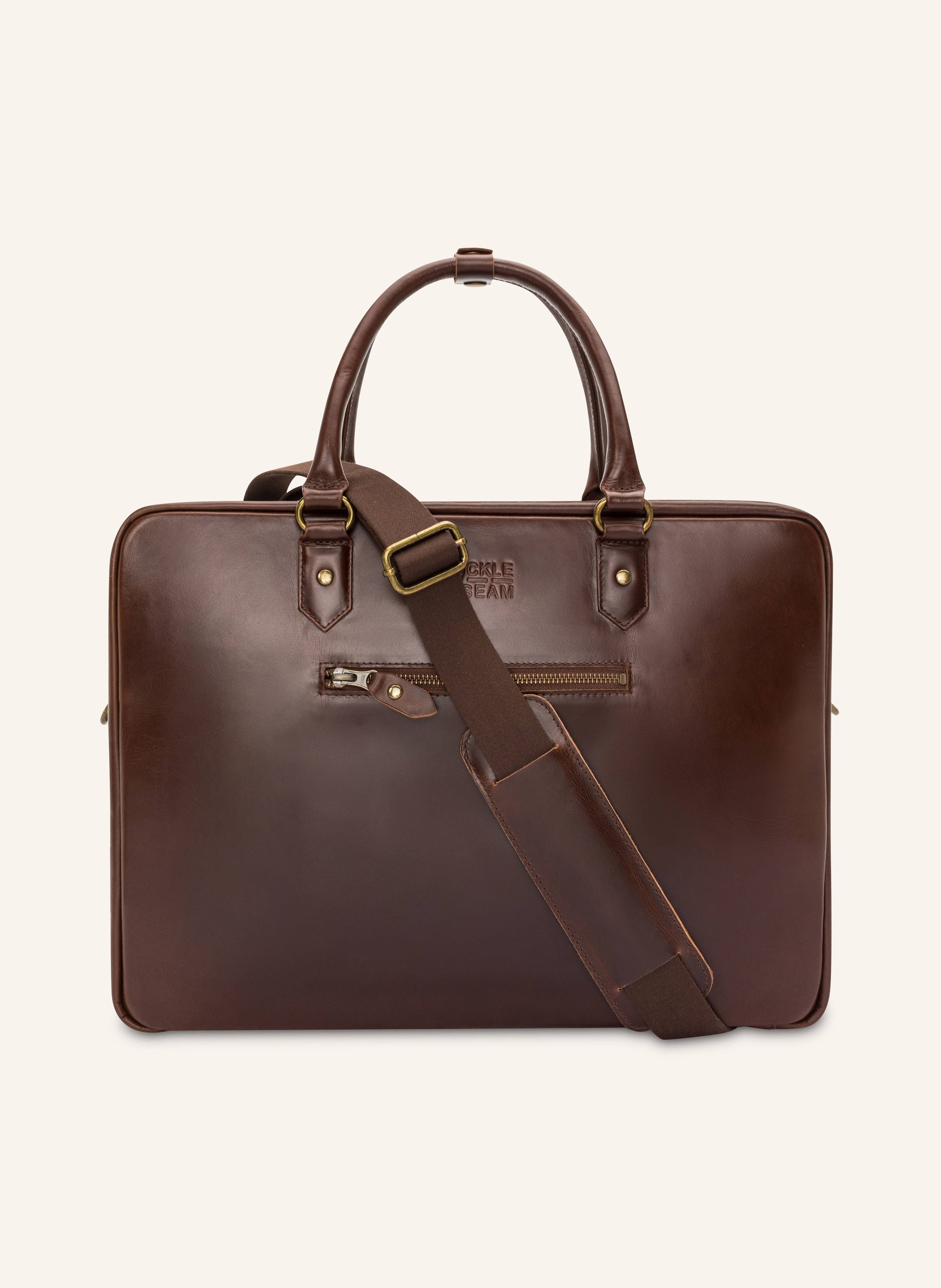 Buckle & Seam Albert XL Briefcase Aktentasche Braun 15 Zoll