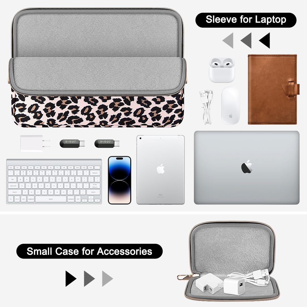 Arvok Basic Laptop Sleeve 13,3 Zoll Rosa Leopardendruck Canvas