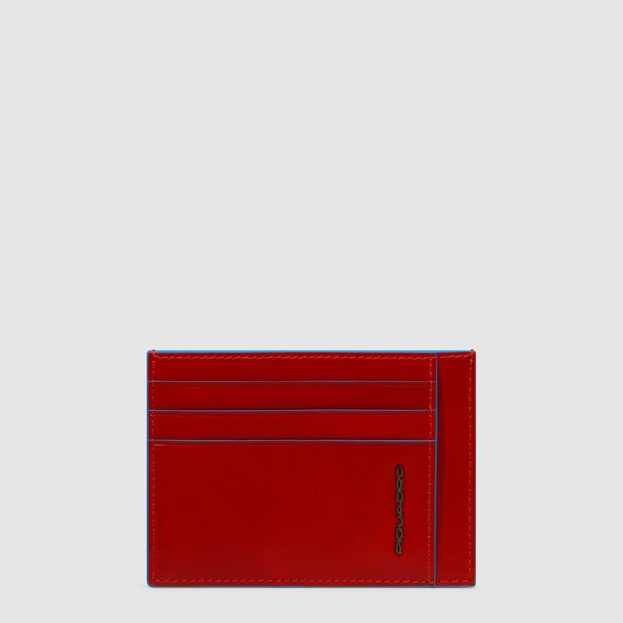 Piquadro Black Square Kartenetui Schwarz Flach Leder RFID
