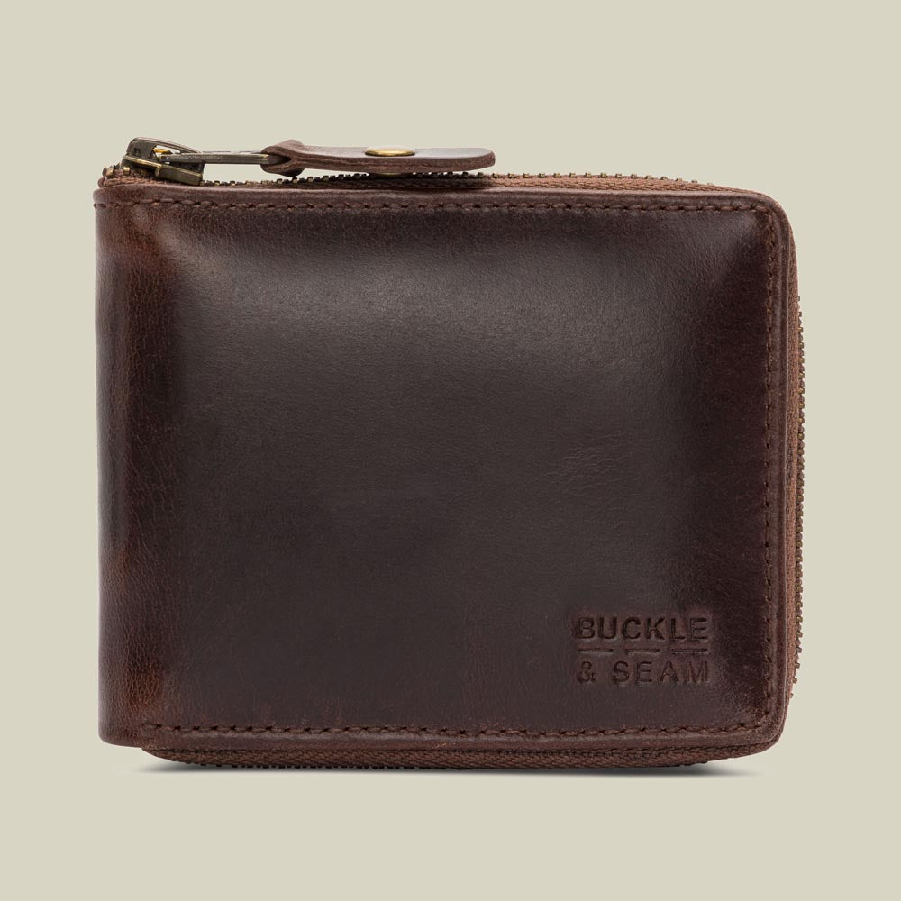 Buckle & Seam Grind Geldbörse Leder mit Münzfach und 7 Kartenfächern