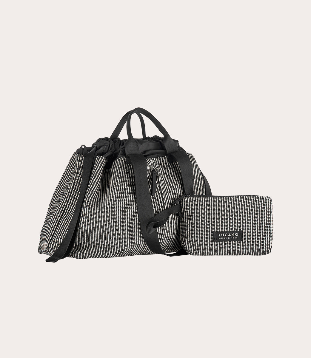 Tucano Carry Cleo Medium Shopper Stroh-Optik Schwarz