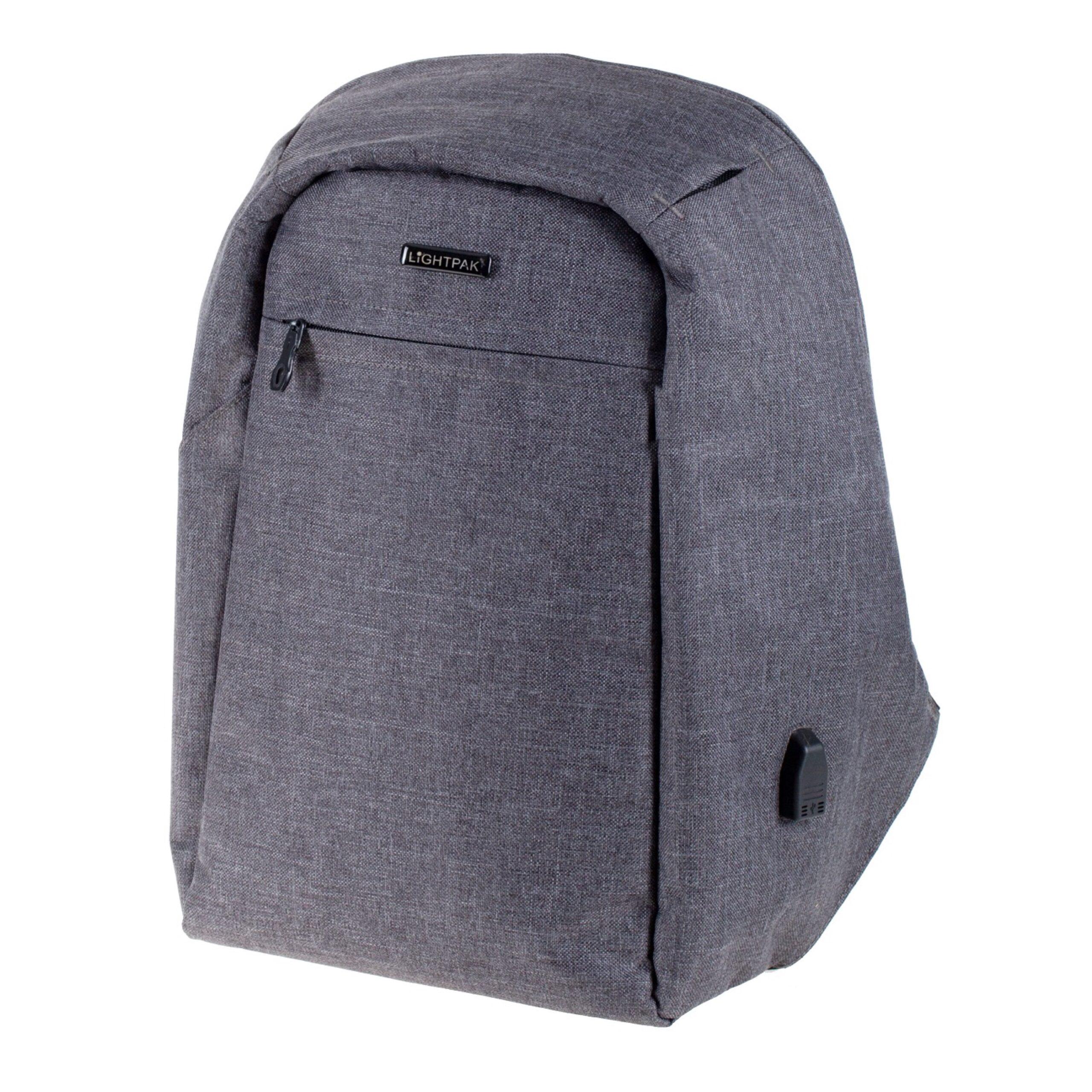 Lightpak Safebag Rucksack Grau 15 Zoll Laptop USB
