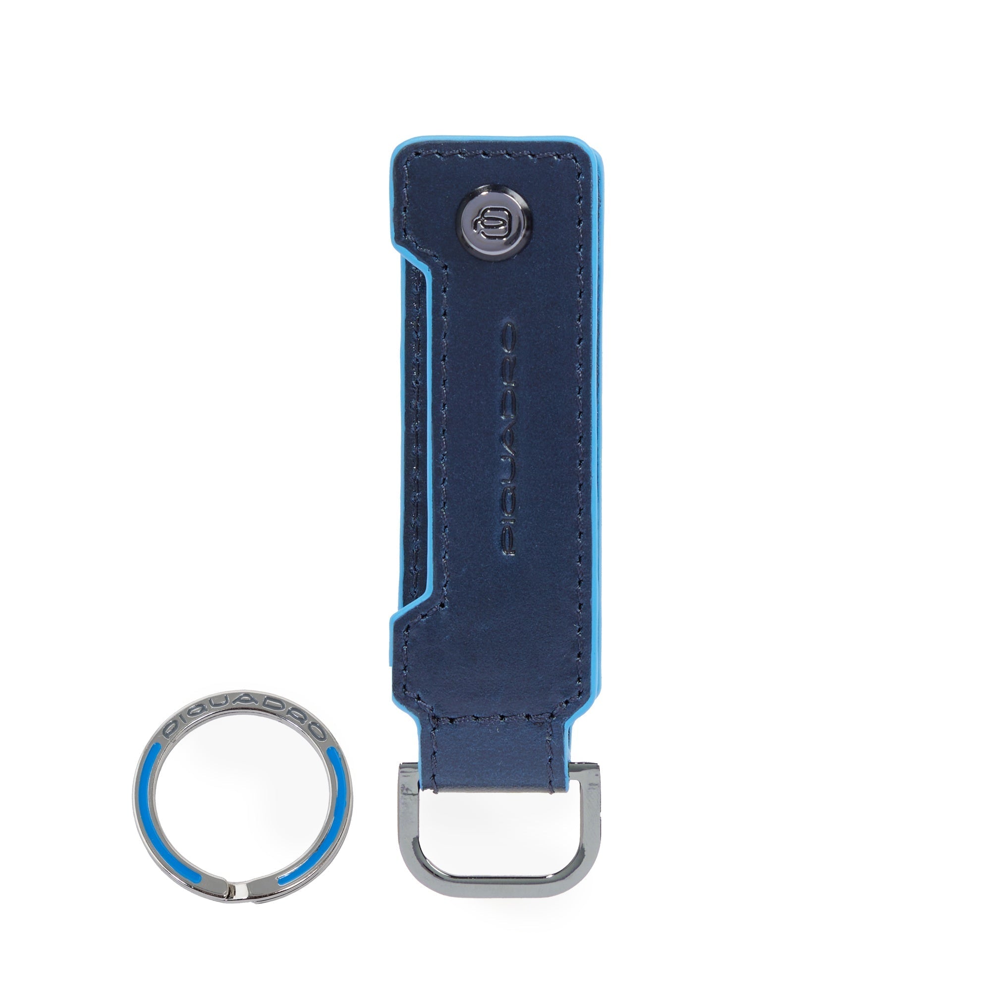 Piquadro Blue Square Schlüsselanhänger Leder Blau