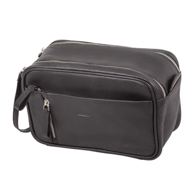 Lightpak Salina Kulturtasche Schwarz Leder Waschtasche