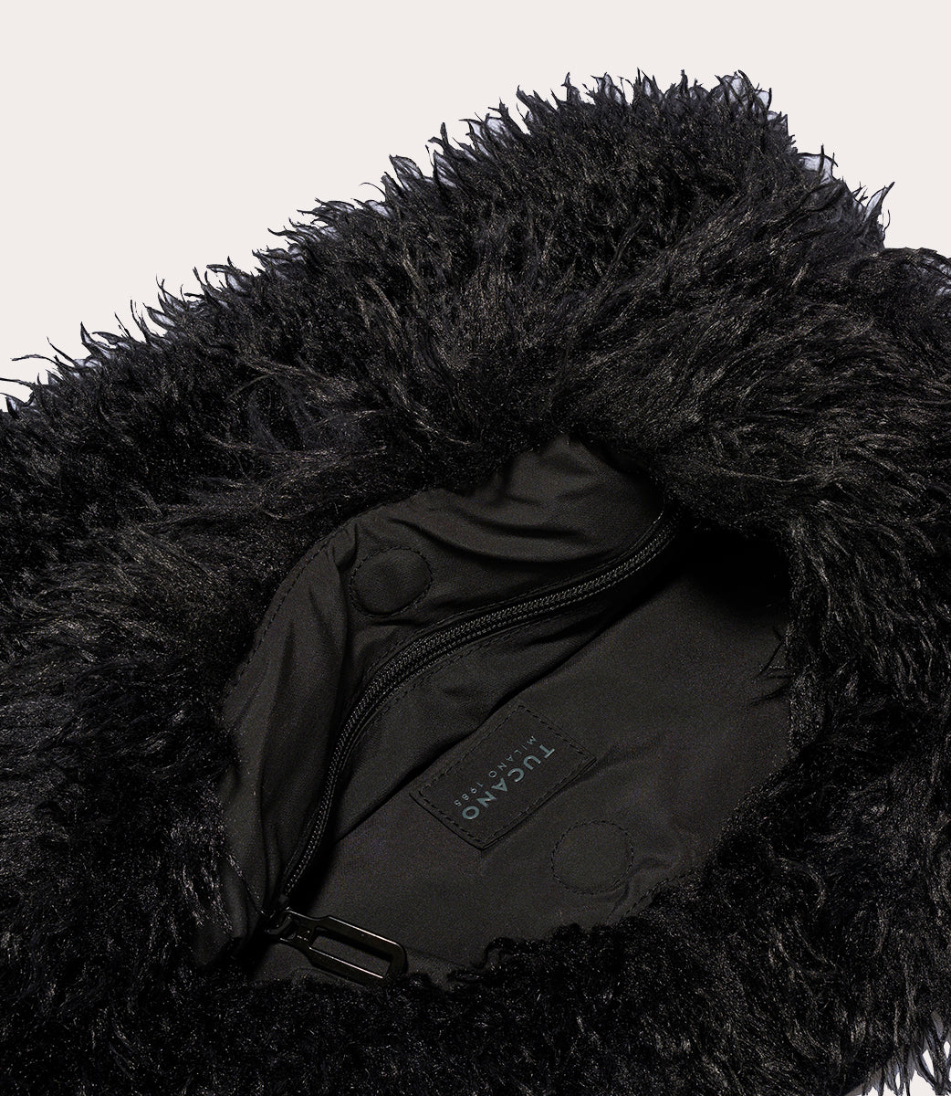 Tucano Mongolian Tote Schwarz Kunstfell Shopper