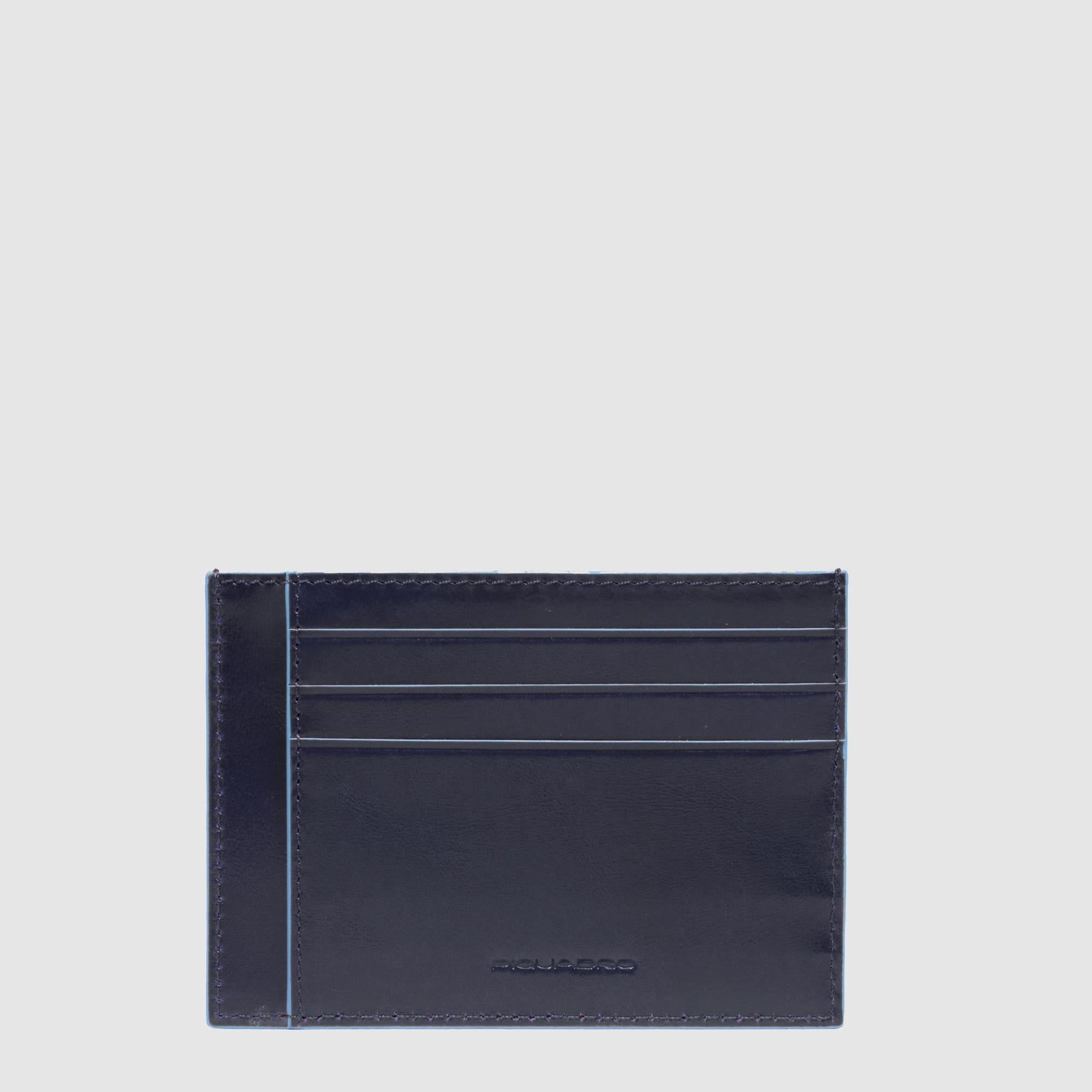 Piquadro Black Square Kartenetui Schwarz Flach Leder RFID