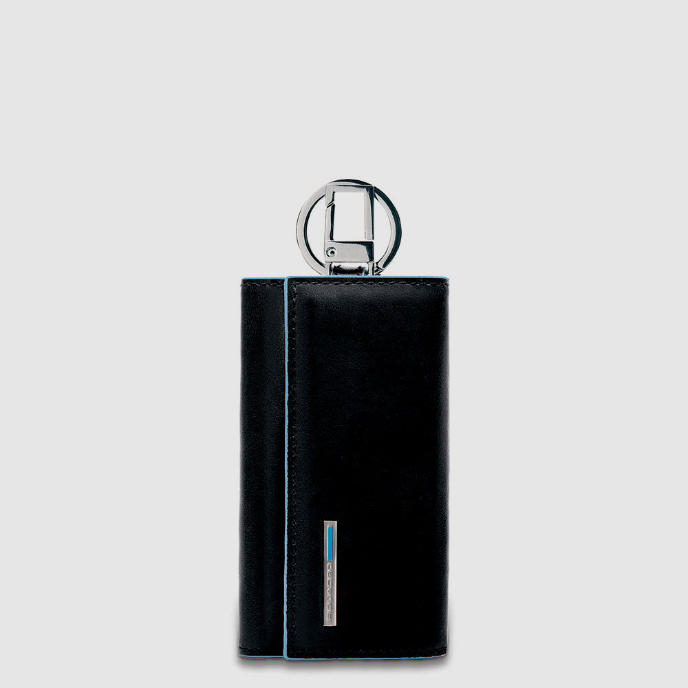 Piquadro Blue Square Schlüsseletui Leder Blau Groß Hülle