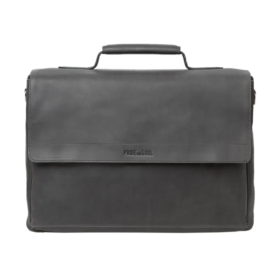 Pride and Soul PERCENT Laptoptasche Grau Leder Laptopfach