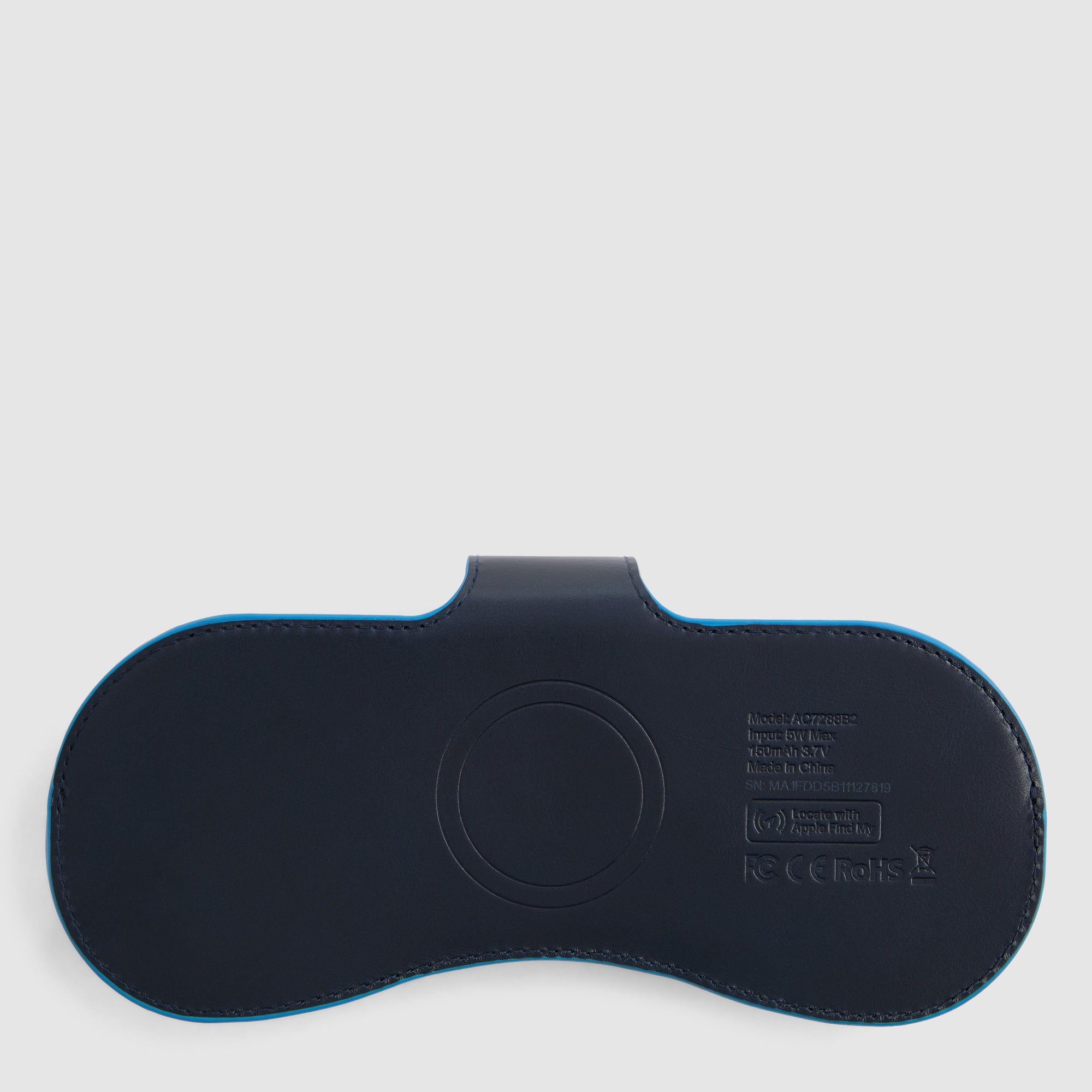 Piquadro Connequ Brillenetui Leder Blau MagSafe mit Tracker