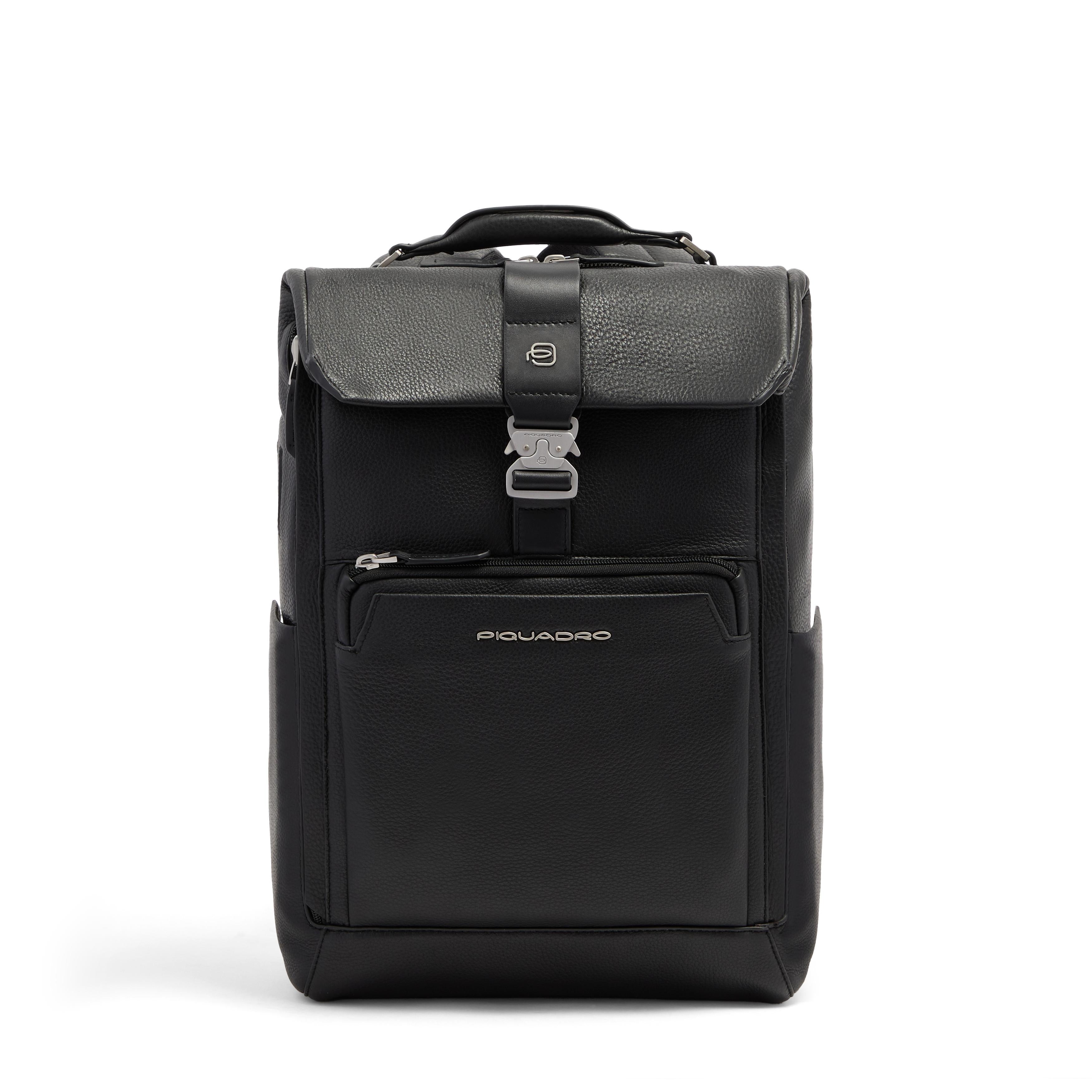 Piquadro Black Square Reiserucksack 15,6 Zoll Leder schwarz