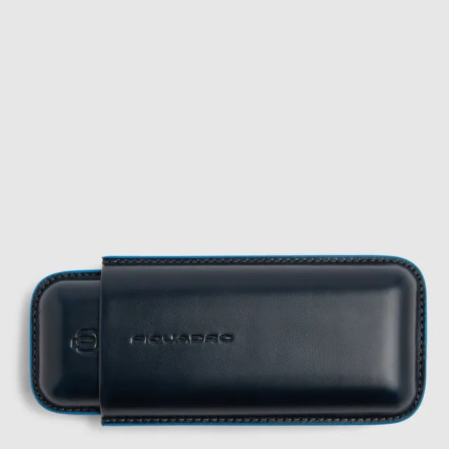 Piquadro Blue Square Zigarrenetui Leder Blau Zigarrenhülle