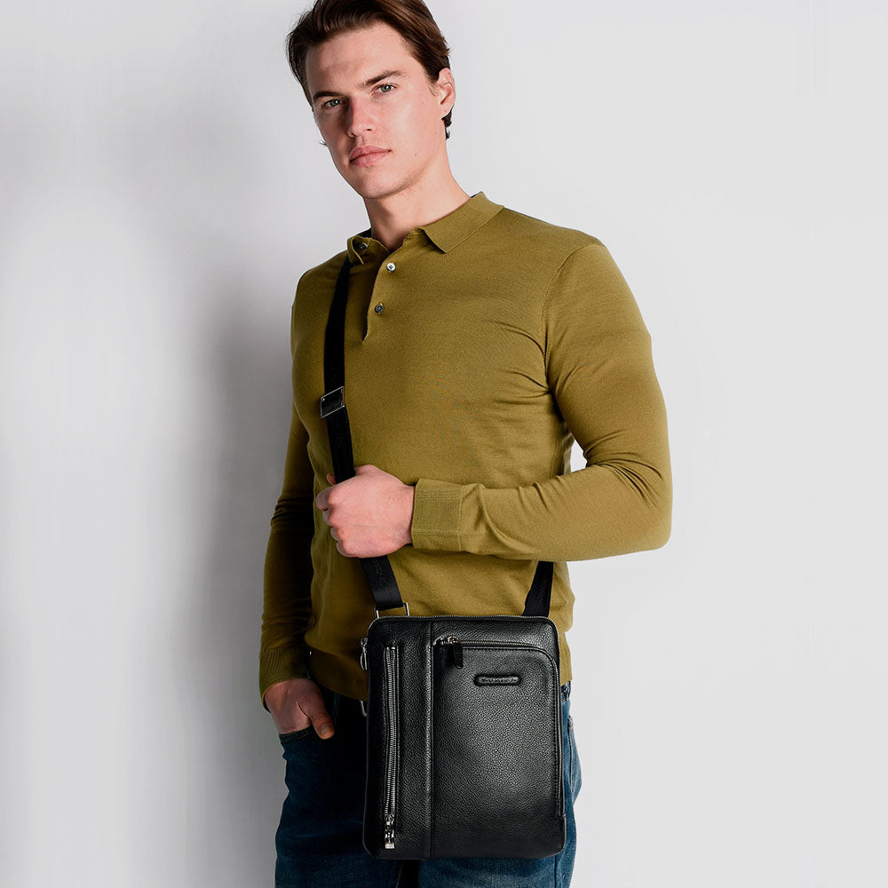 Piquadro Urban iPad Umhängetasche Herren Leder Schwarz