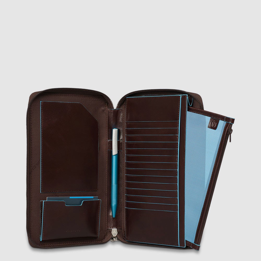 Piquadro Black Square Reiseorganizer Leder schwarz Kartenfach